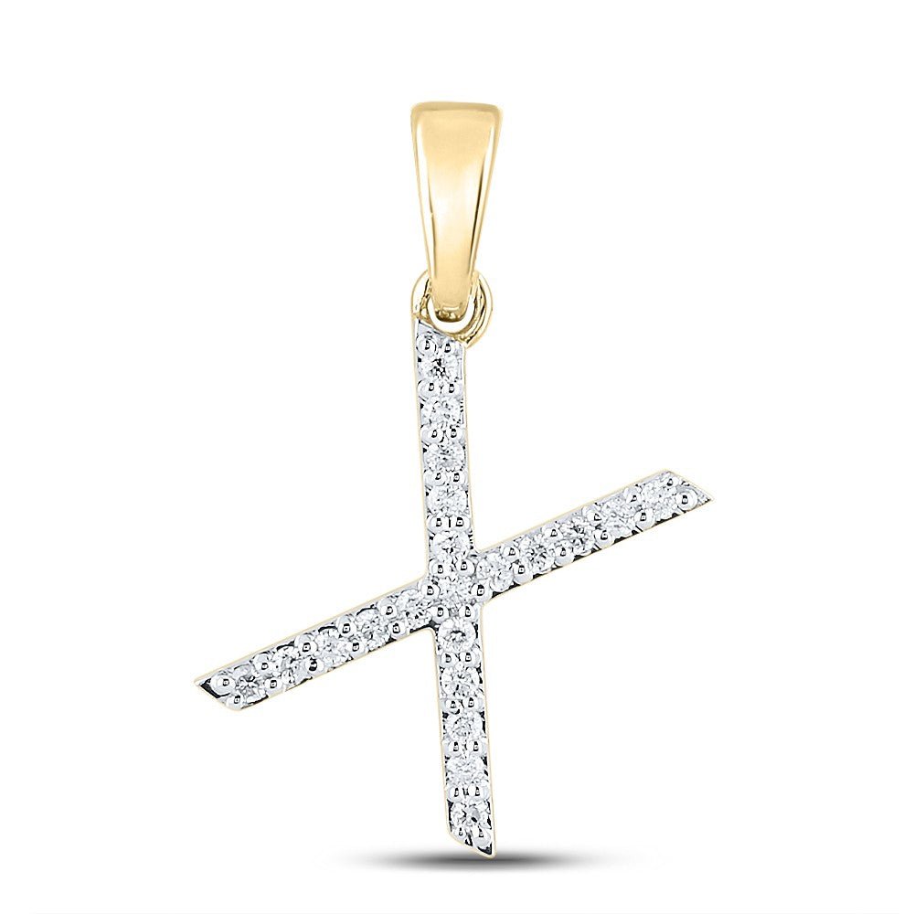 10k Yellow Gold 1.1gms 0.16CTW Natural Diamond Initial "X" Letter Pendant Charm - Elite Jewelers - Charms & Pendants