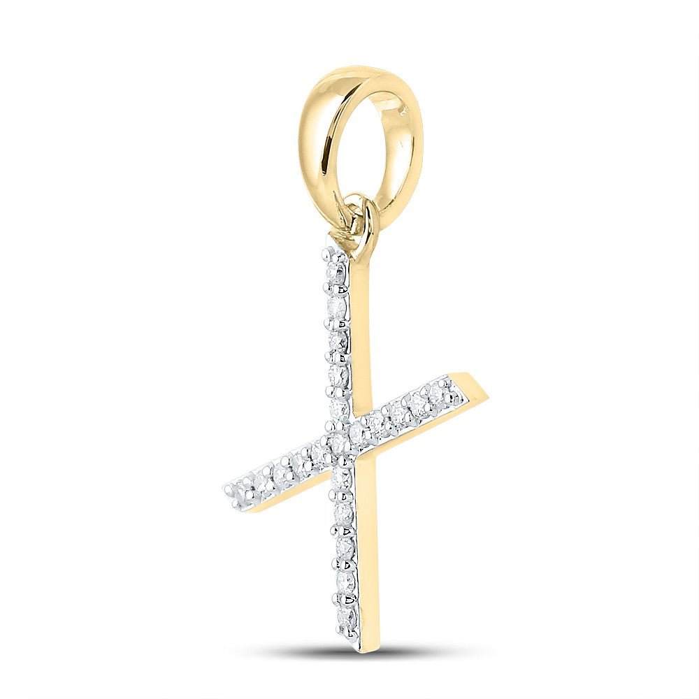 10k Yellow Gold 1.1gms 0.16CTW Natural Diamond Initial "X" Letter Pendant Charm - Elite Jewelers - Charms & Pendants