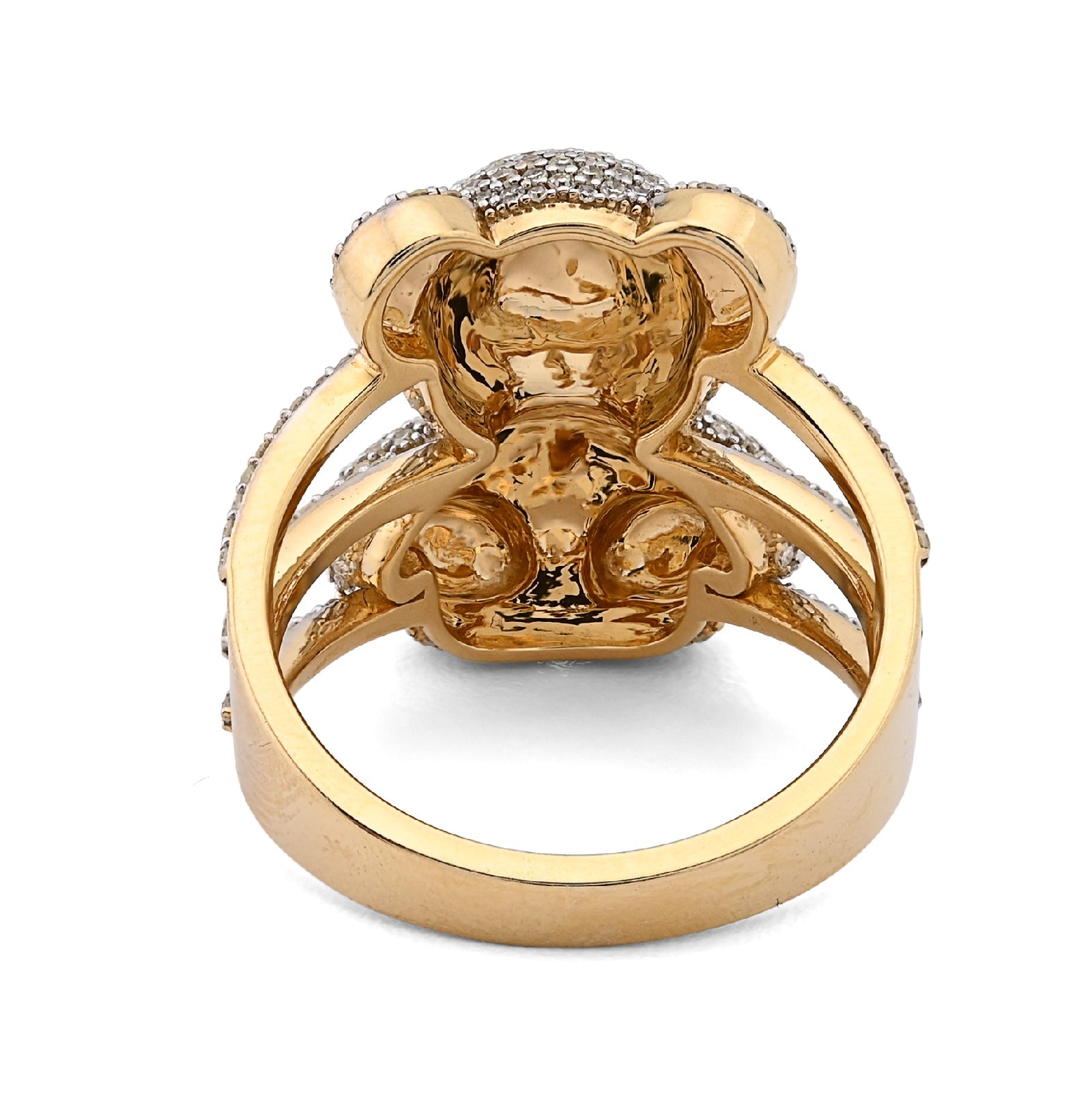10K Yellow Gold 1.21CT Natural Diamond Teddy Bear 7.2g Women Ring - Elite Jewelers - Rings