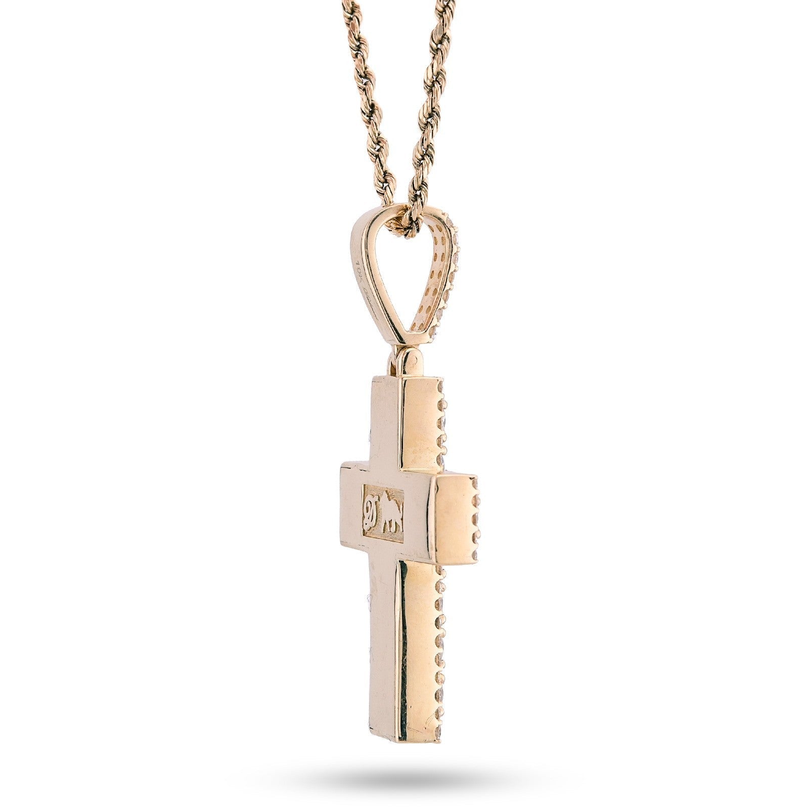 10k Yellow Gold 12.1gm 4.23CTW Lab Grown Diamond Big Pointer Cross Pendant Charm - Elite Jewelers - Charms & Pendants