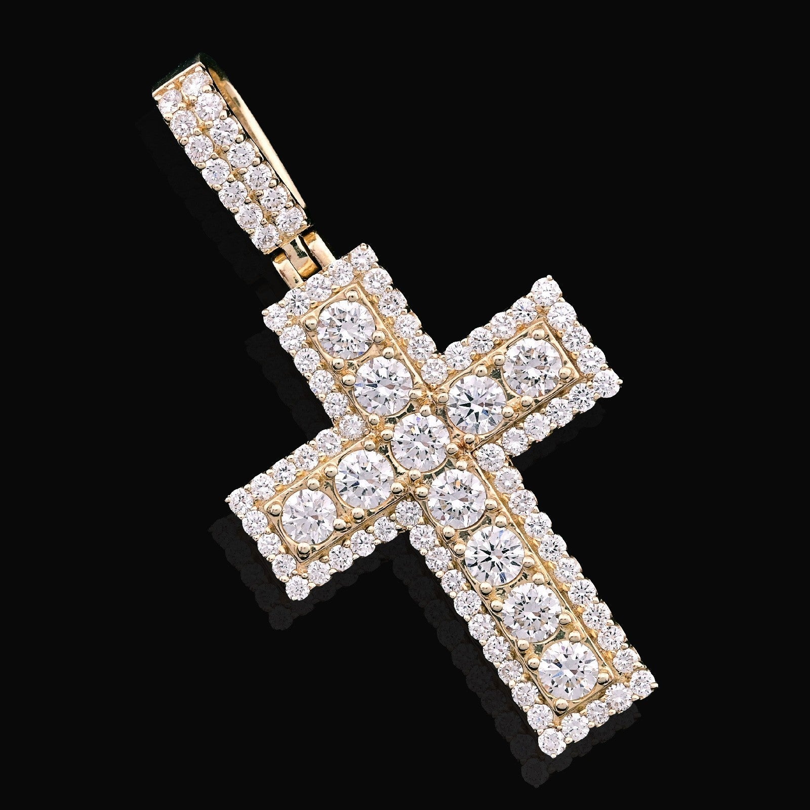 10k Yellow Gold 12.1gm 4.23CTW Lab Grown Diamond Big Pointer Cross Pendant Charm - Elite Jewelers - Charms & Pendants