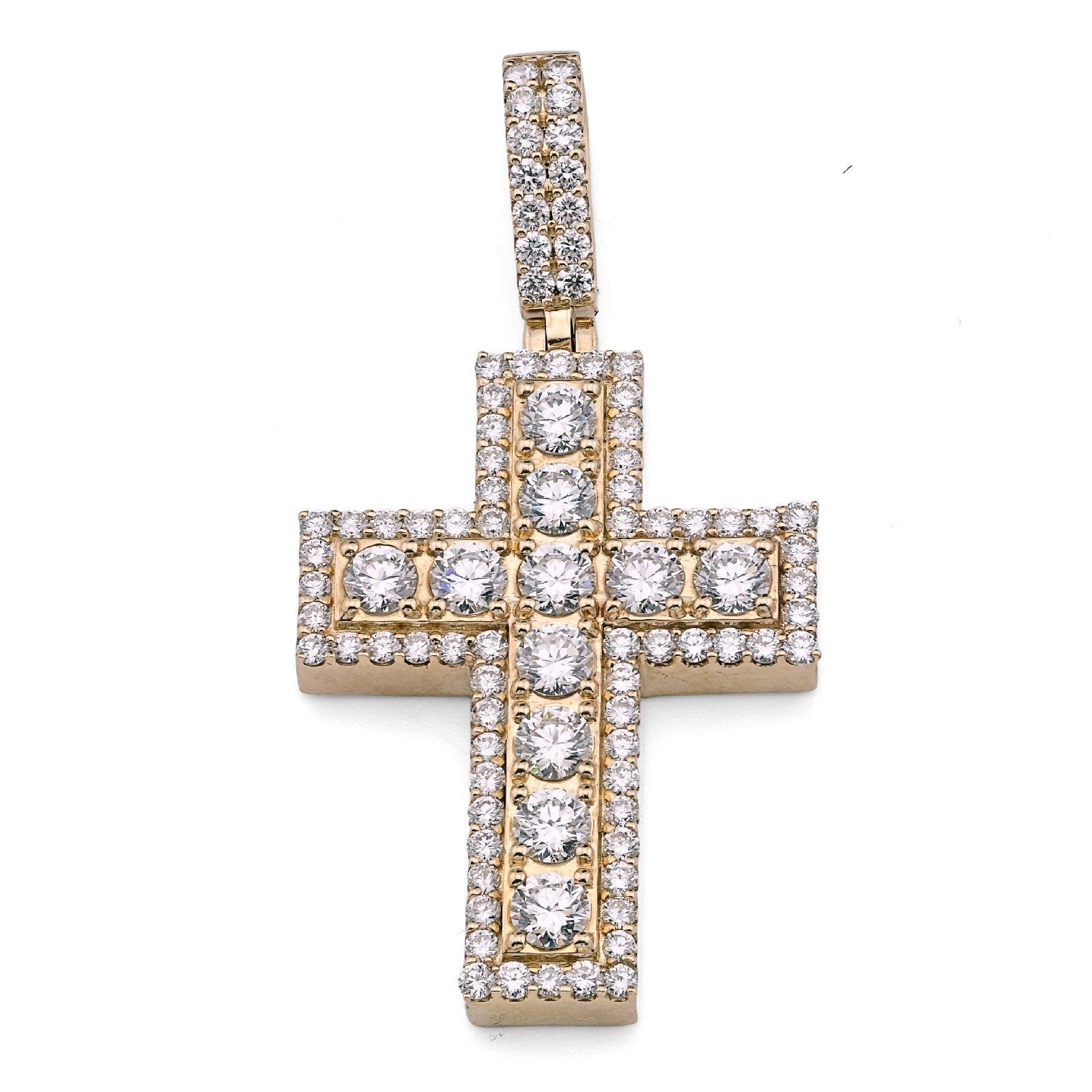 10k Yellow Gold 12.1gm 4.23CTW Lab Grown Diamond Big Pointer Cross Pendant Charm - Elite Jewelers - Charms & Pendants