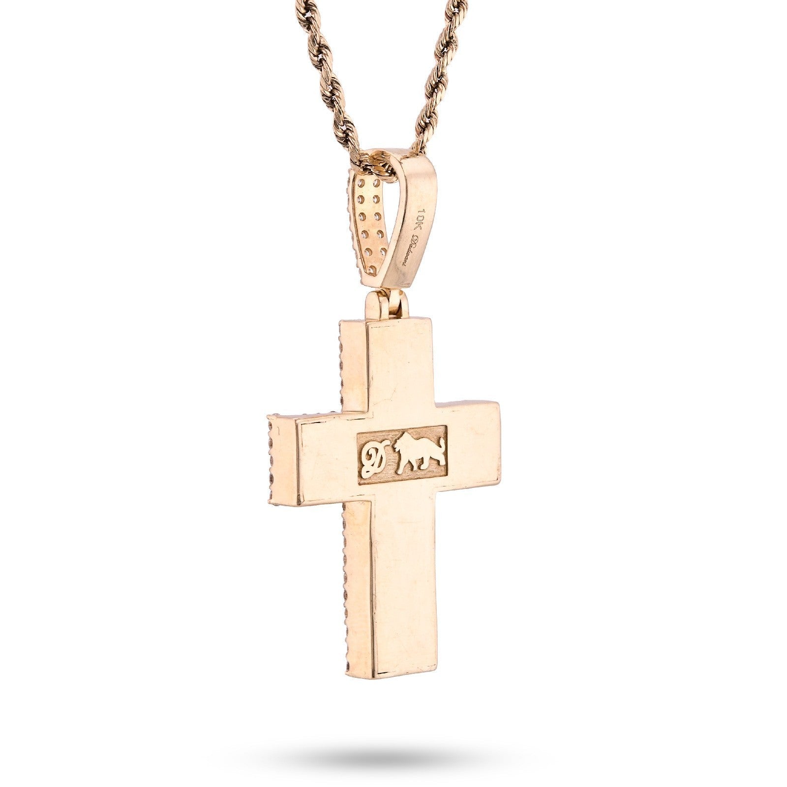 10k Yellow Gold 12.1gm 4.23CTW Lab Grown Diamond Big Pointer Cross Pendant Charm - Elite Jewelers - Charms & Pendants