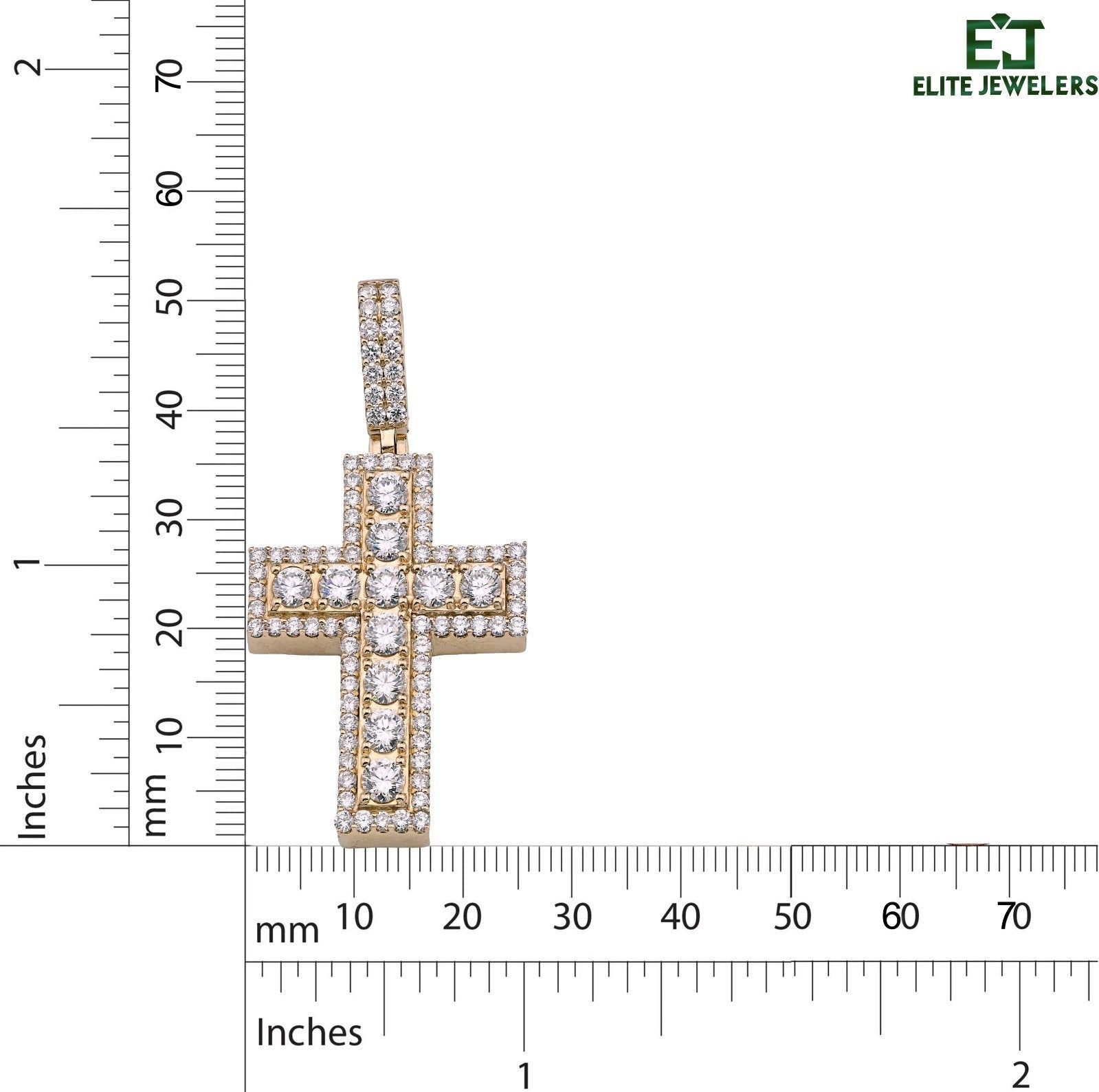 10k Yellow Gold 12.1gm 4.23CTW Lab Grown Diamond Big Pointer Cross Pendant Charm - Elite Jewelers - Charms & Pendants