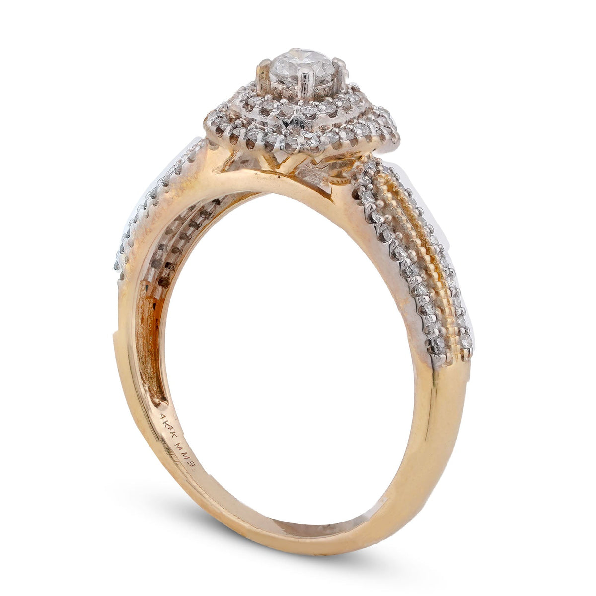 10K Yellow Gold 1.25CT Natural Diamond Solitaire Centre Halo Square Women Ring - Elite Jewelers-Rings
