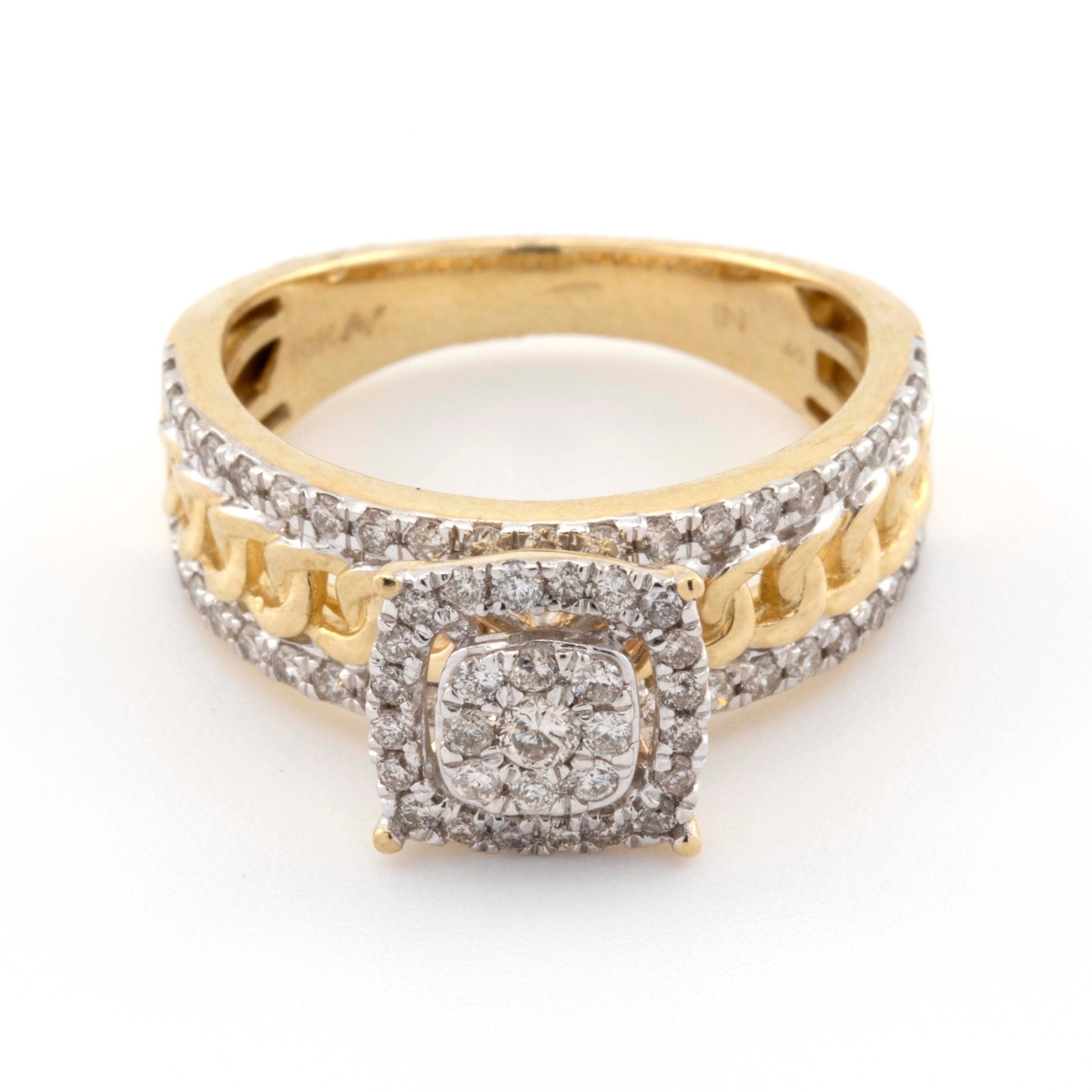 10K Yellow Gold 1.25CT Round Diamond Engagement Ring Square Top - Elite Jewelers - Rings
