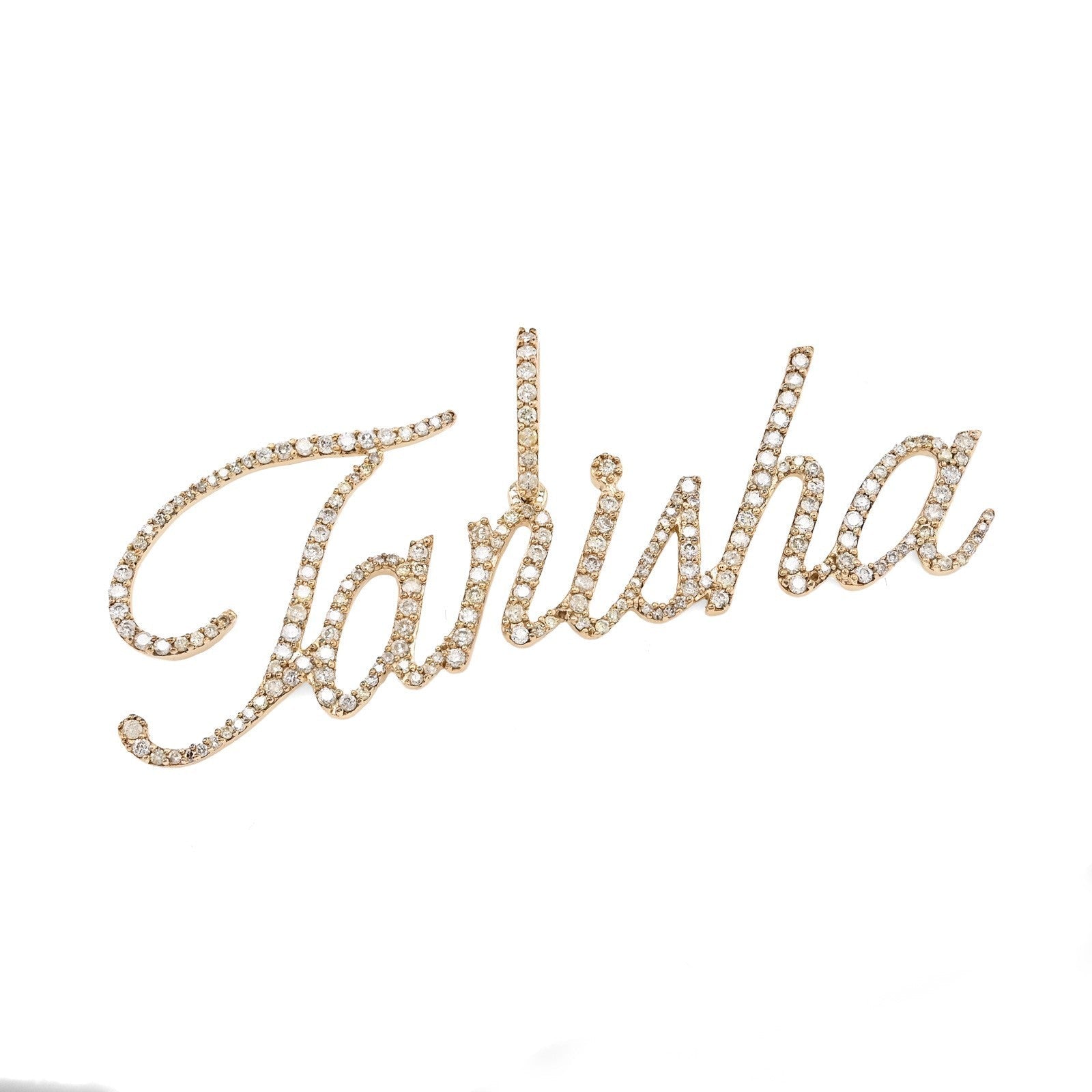 10k Yellow Gold 1.25CTW Natural Diamond "Tanisha" Name Letter Pendant 3.6g Charm - Elite Jewelers - Charms & Pendants