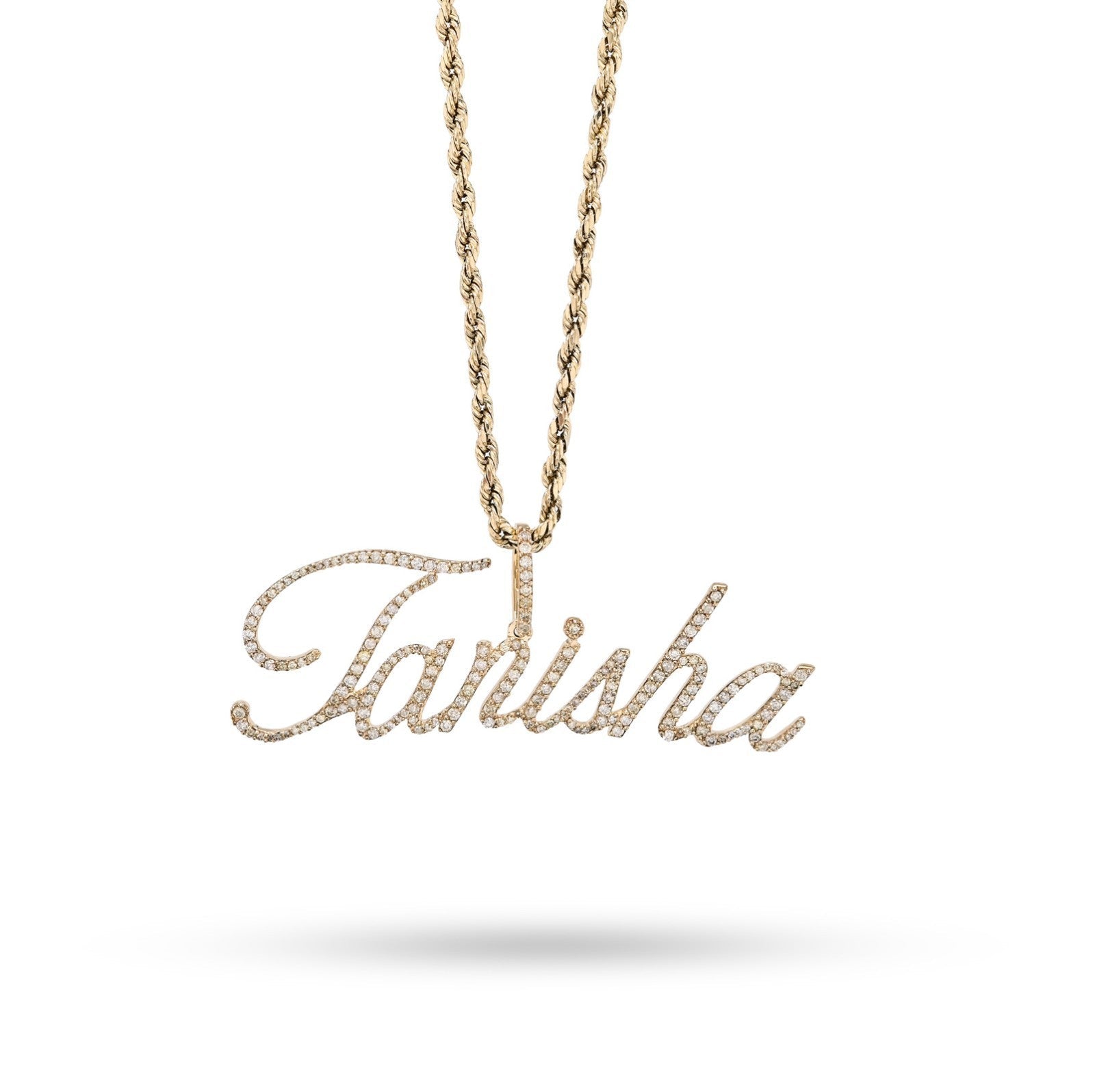 10k Yellow Gold 1.25CTW Natural Diamond "Tanisha" Name Letter Pendant 3.6g Charm - Elite Jewelers - Charms & Pendants