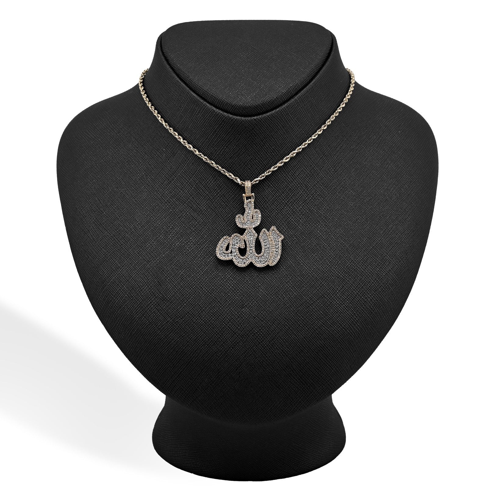 10k Yellow Gold 1.25CTW Natural Muslim "Allah" Diamond Pendant 10g Arabic Charm - Elite Jewelers - Charms & Pendants