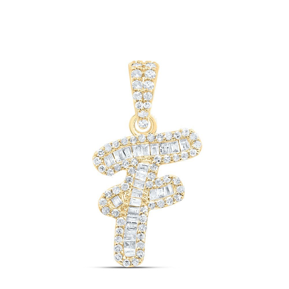 10k Yellow Gold 1.26gms 0.3CTW Natural Diamond Initial "F" Letter Pendant Charm - Elite Jewelers - Charms & Pendants
