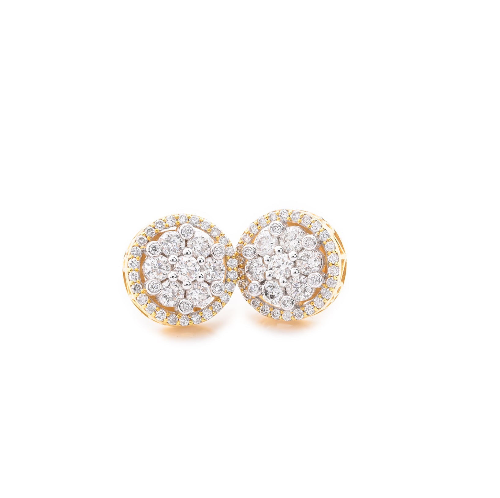 10k Yellow Gold 1.29CTW Diamond Cluster Stud Earrings - Elite Jewelers - Earrings