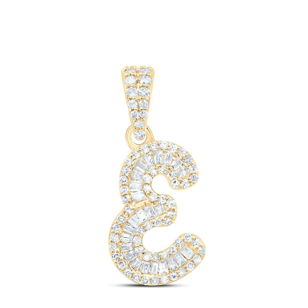 10k Yellow Gold 1.2gms 0.29CTW Natural Diamond Initial "E" Letter Pendant Charm - Elite Jewelers - Charms & Pendants