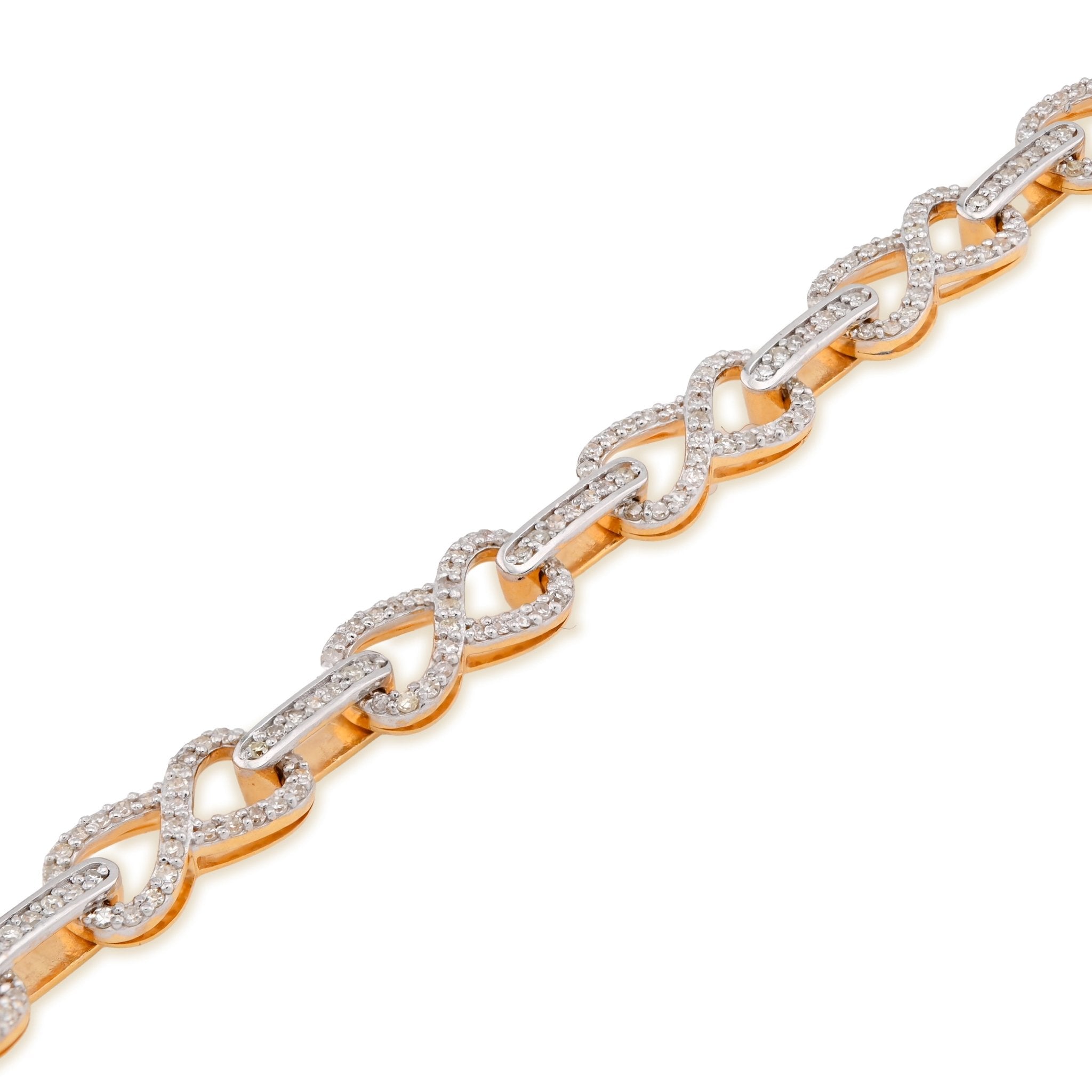 10K Yellow Gold 1.35CT Infinity Link 7" Natural Diamond Men Women Bracelet - Elite Jewelers - Bracelets