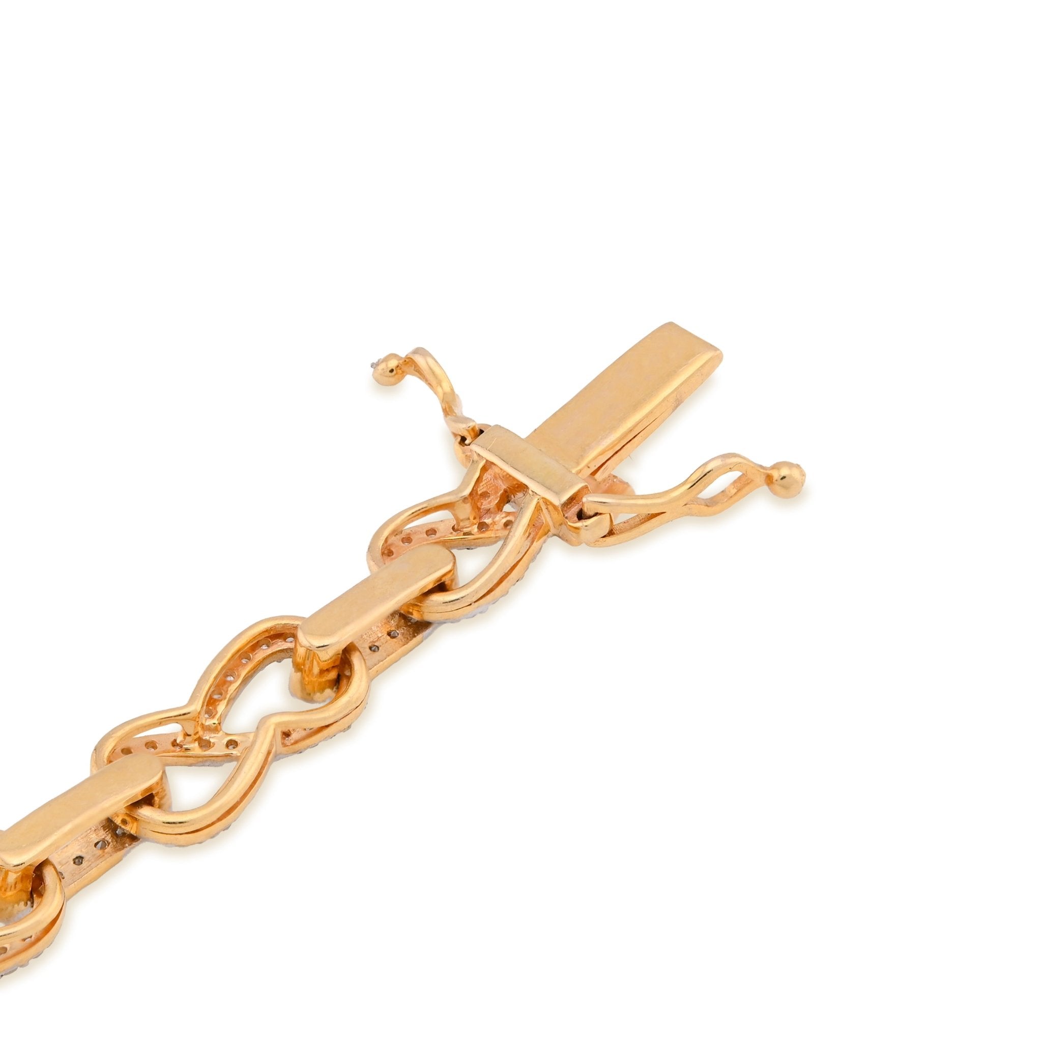 10K Yellow Gold 1.35CT Infinity Link 7" Natural Diamond Men Women Bracelet - Elite Jewelers - Bracelets