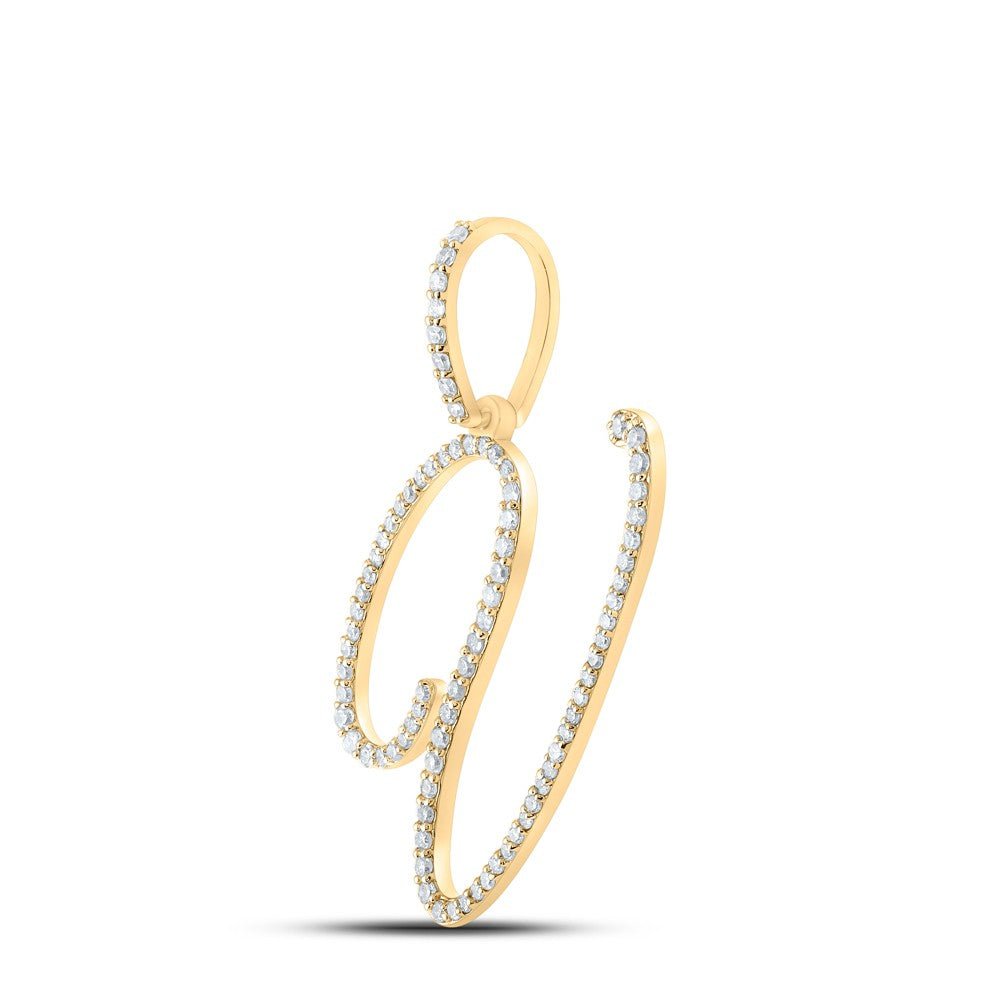 10k Yellow Gold 1.36gms 0.47CTW Natural Diamond Initial "V" Letter Pendant Charm - Elite Jewelers - Charms & Pendants