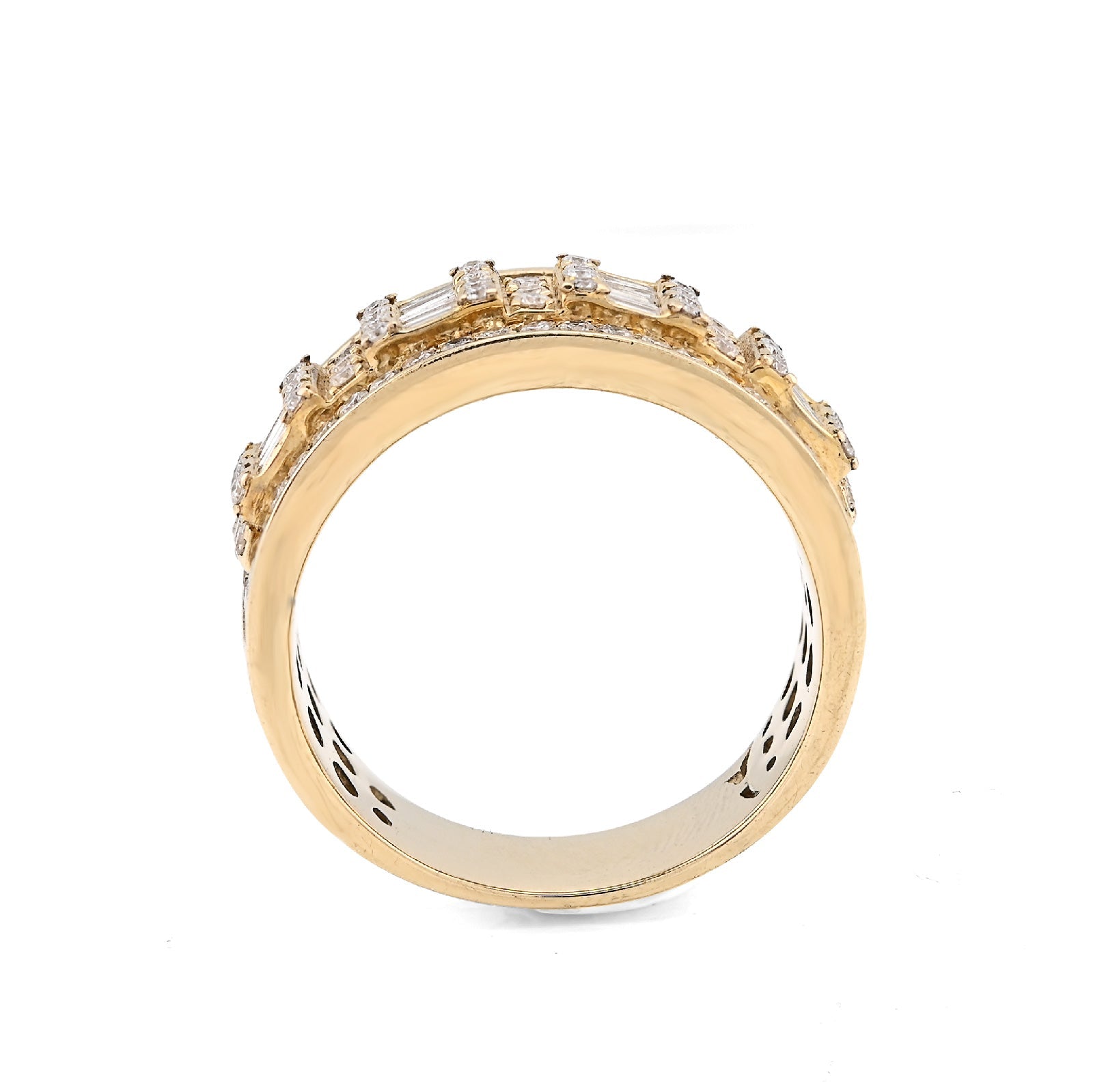 10K Yellow Gold 1.38CT Round/Baguette Natural Diamond Men Ring 8.8g - Elite Jewelers - Rings