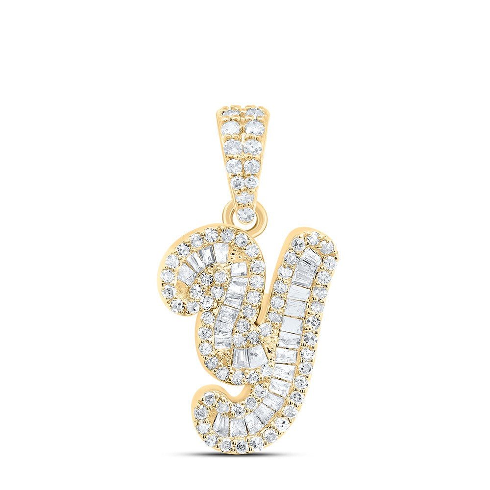 10k Yellow Gold 1.39gms 0.35CTW Natural Diamond Initial "Y" Letter Pendant Charm - Elite Jewelers - Charms & Pendants