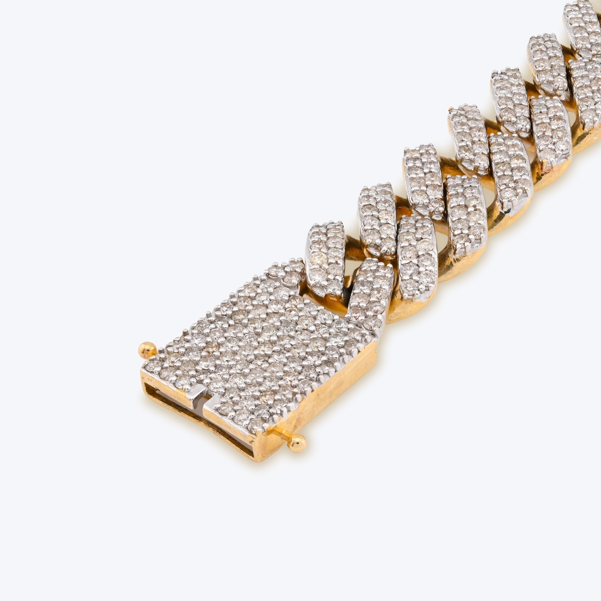 10K Yellow Gold 13CT Natural Diamond 14MM Cuban Link Bracelet 8" Men Women 56.4g - Elite Jewelers - Bracelets