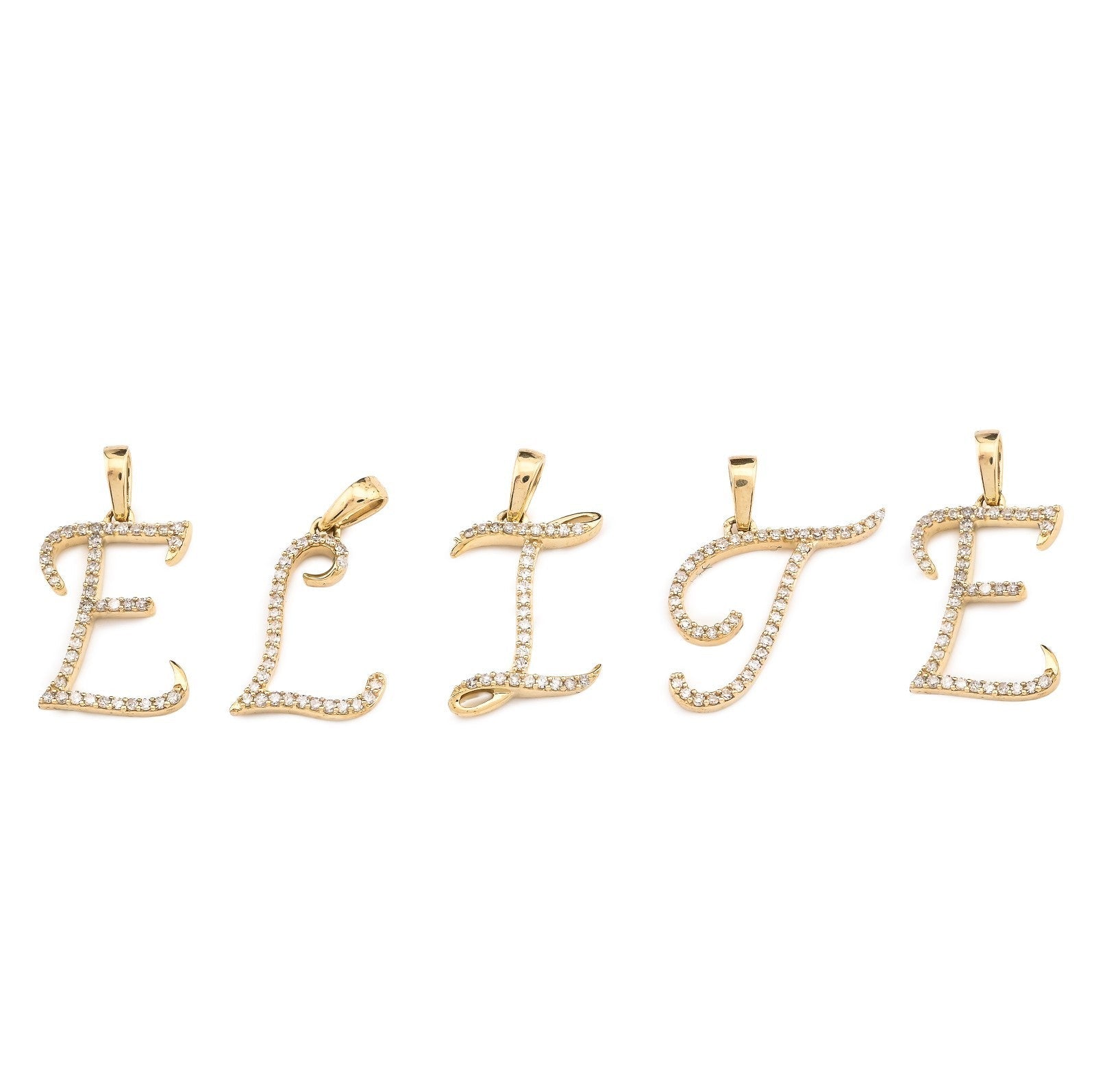 10k Yellow Gold 1.3g 0.17CTW Natural Diamond Initial "M" Alphabet Pendant Charm - Elite Jewelers - Charms & Pendants