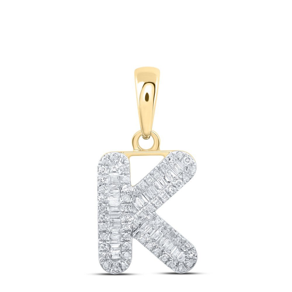 10k Yellow Gold 1.3gms 0.31CTW Natural Diamond Initial "K" Letter Pendant Charm - Elite Jewelers - Charms & Pendants