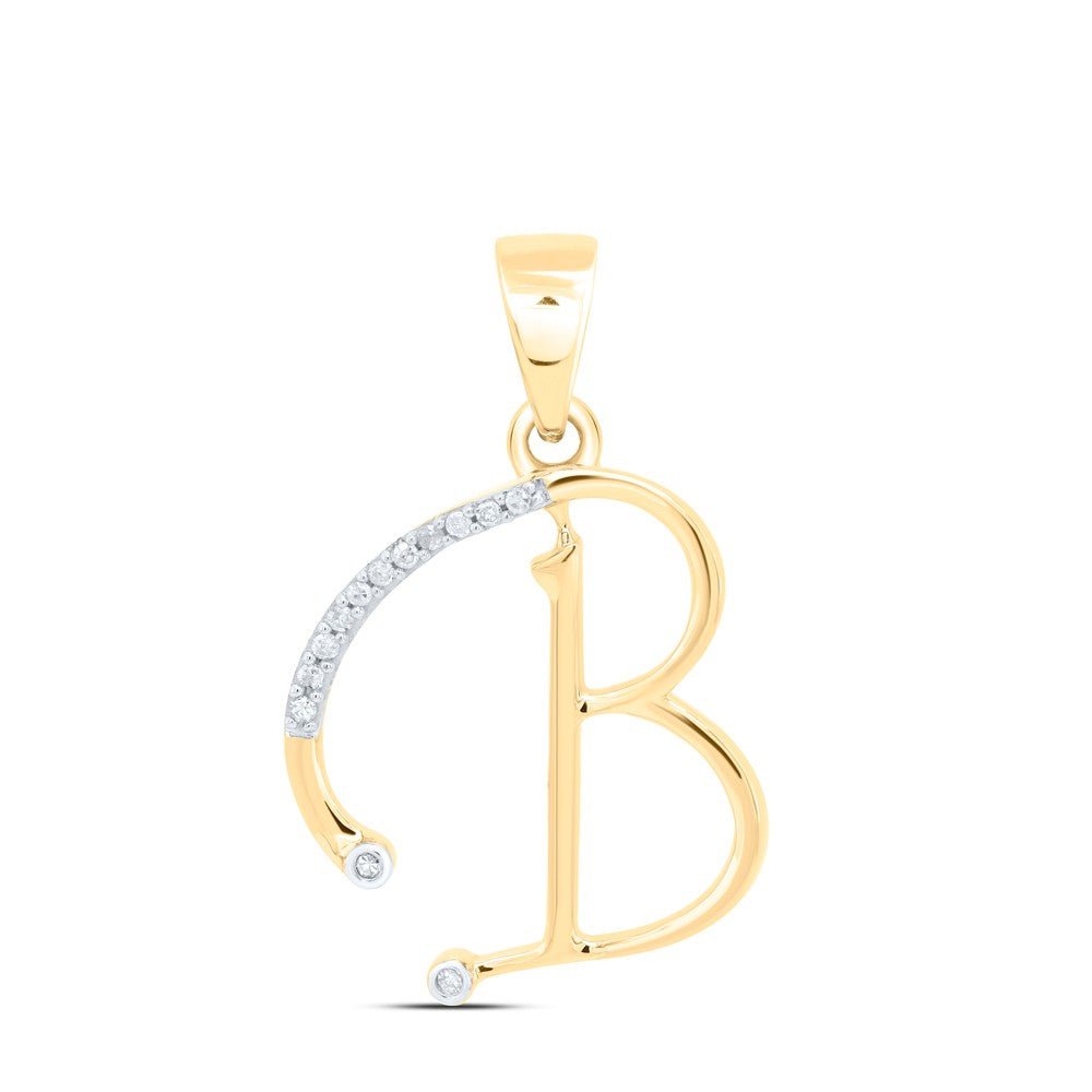 10k Yellow Gold 1.41g 0.07CTW Natural Diamond Initial " B " Letter Pendant Charm - Elite Jewelers - Charms & Pendants
