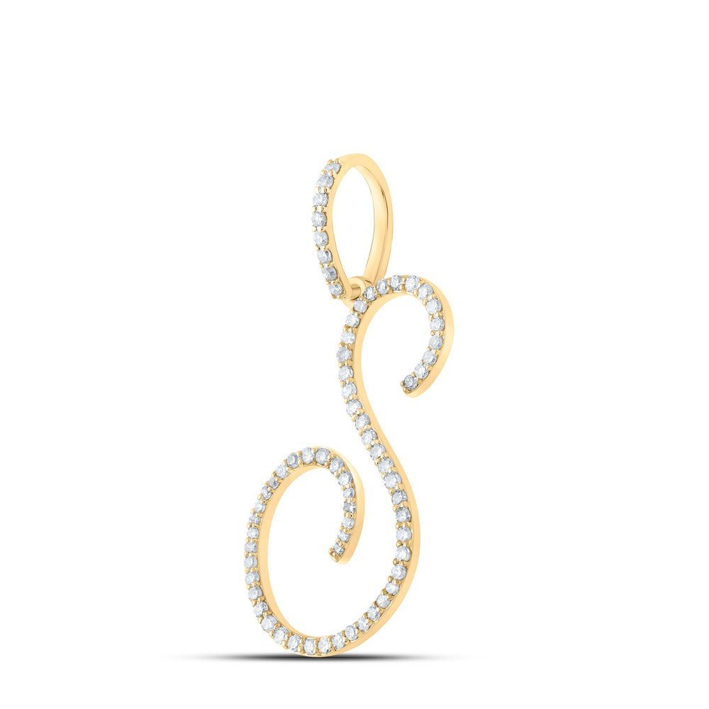 10k Yellow Gold 1.41gms 0.43CTW Natural Diamond Initial "S" Letter Pendant Charm - Elite Jewelers - Charms & Pendants