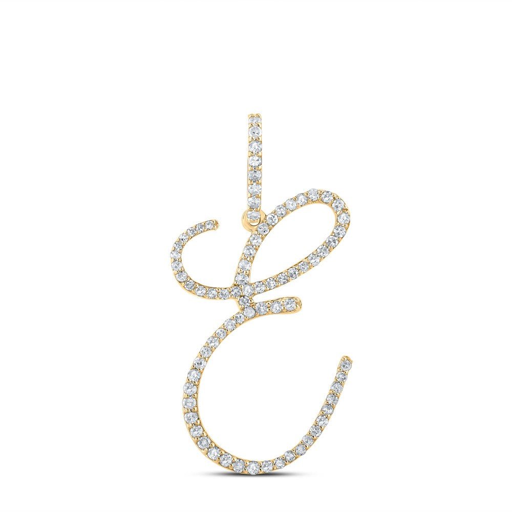 10k Yellow Gold 1.42gms 0.48CTW Natural Diamond Initial "E" Letter Pendant Charm - Elite Jewelers - Charms & Pendants