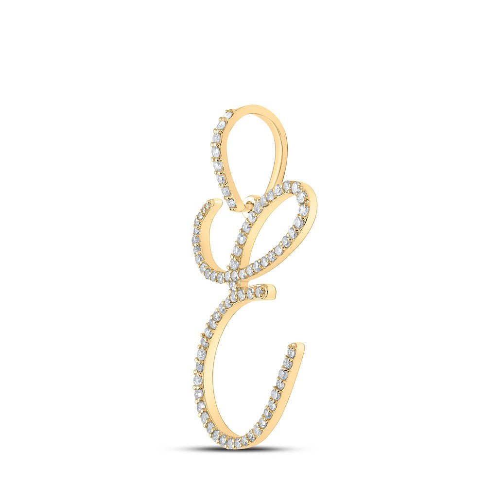 10k Yellow Gold 1.42gms 0.48CTW Natural Diamond Initial "E" Letter Pendant Charm - Elite Jewelers - Charms & Pendants