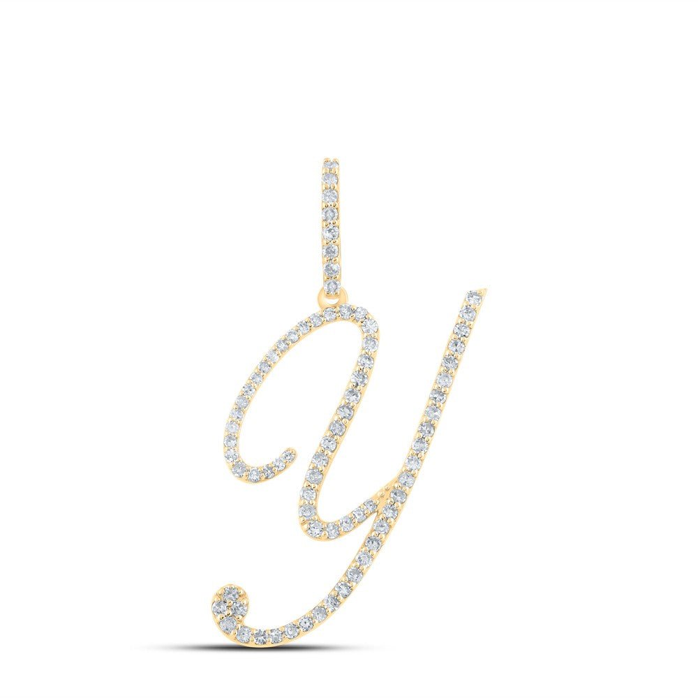 10k Yellow Gold 1.47gms 0.47CTW Natural Diamond Initial "Y" Letter Pendant Charm - Elite Jewelers - Charms & Pendants