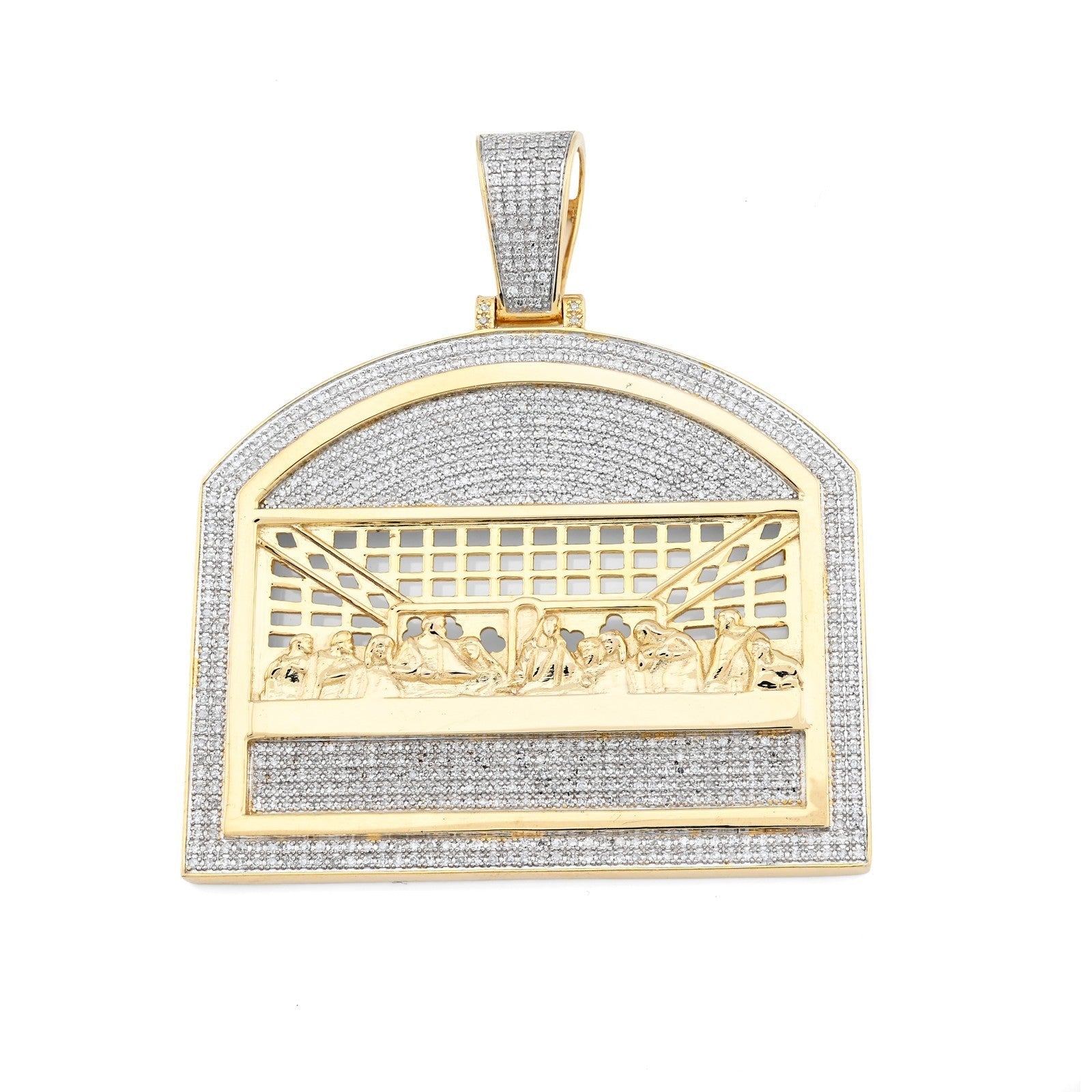 10k Yellow Gold 1.4CTW Natural Diamond Last Supper Religious Pendant 19.9g Charm - Elite Jewelers - Charms & Pendants