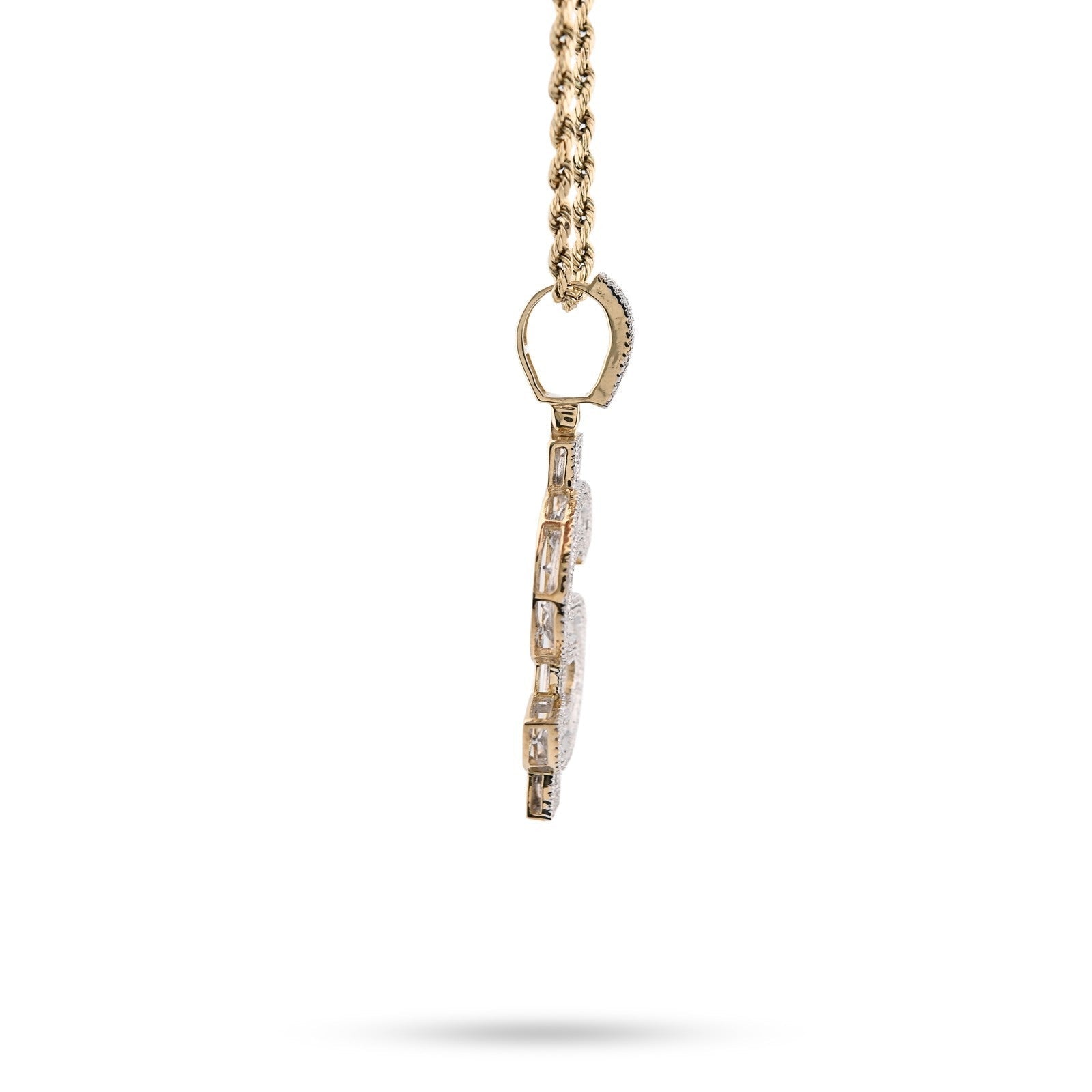 10k Yellow Gold 1.4CTW Round/Baguette Diamond Dollar $ Sign Pendant 7g Charm - Elite Jewelers - Charms & Pendants