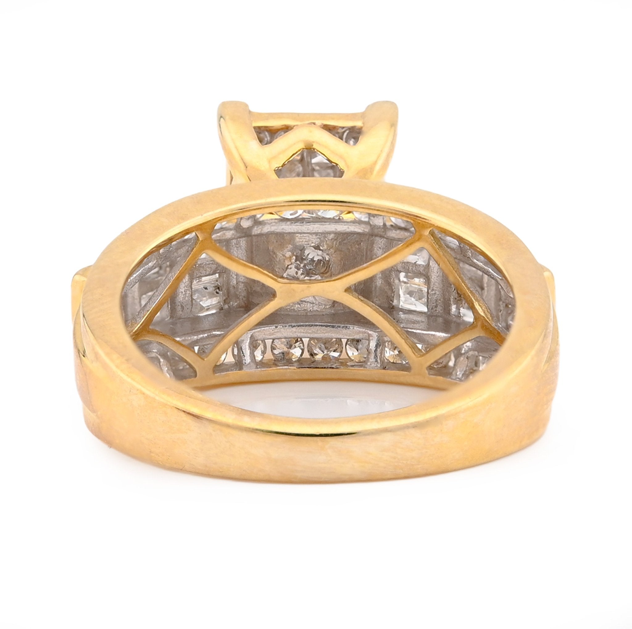 10K Yellow Gold 1.50CT Natural Diamond Rectangular Centre Round/Pricess cut/Baguette Women Wedding Ring - Elite Jewelers - Rings