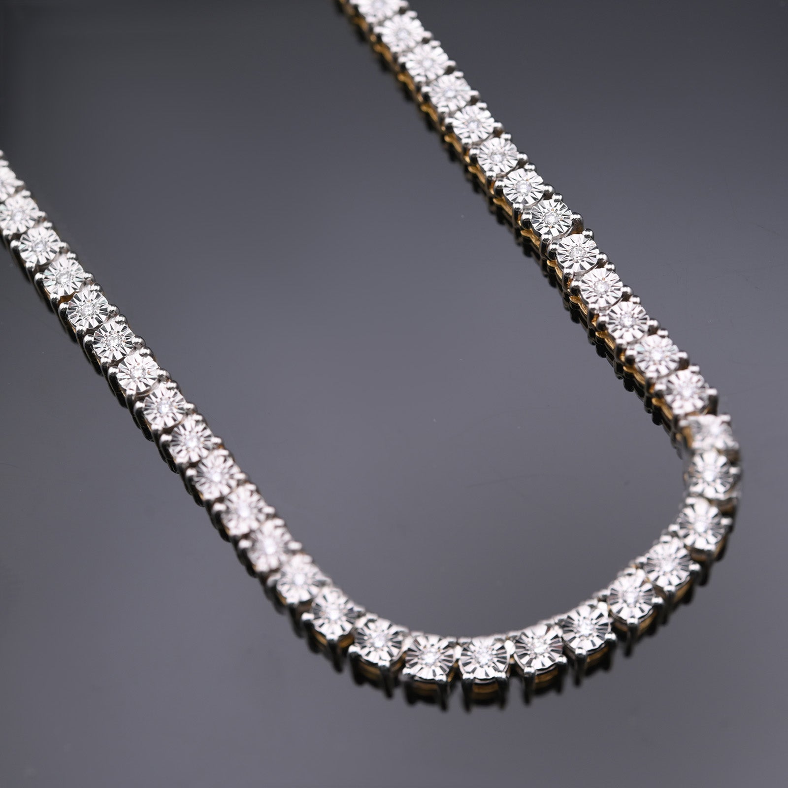 10K Yellow Gold 1.53CTW Natural Diamond Tennis Necklace 22 Inch - Elite Jewelers - Necklaces & Chains
