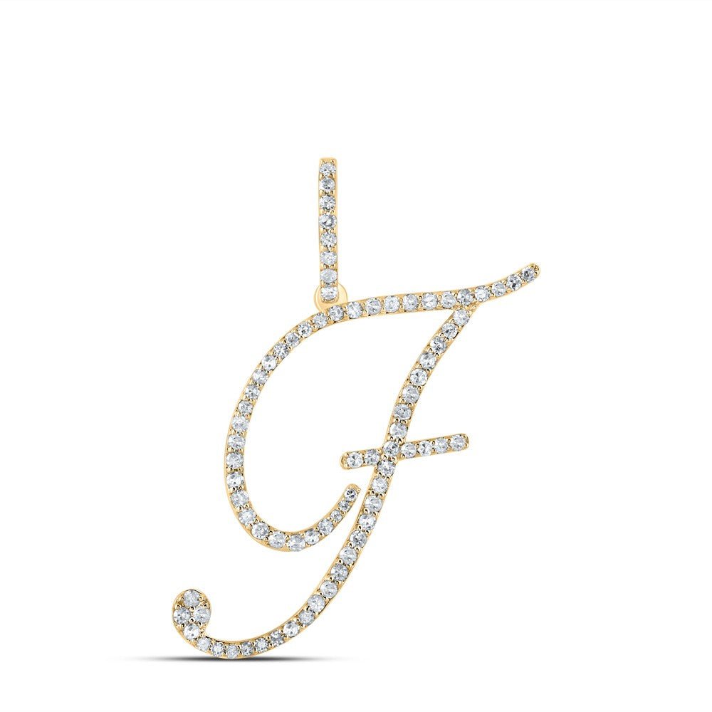 10k Yellow Gold 1.54g 0.53CTW Natural Diamond Initial "F" Pendant Alphabet Charm - Elite Jewelers - Charms & Pendants