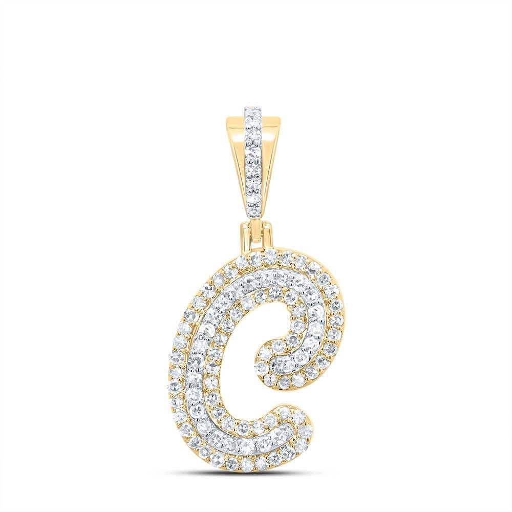 10k Yellow Gold 1.54gms 0.34CTW Natural Diamond Initial "C" Letter Pendant Charm - Elite Jewelers - Charms & Pendants