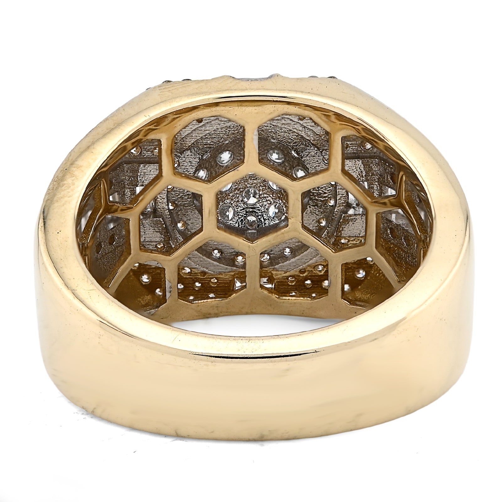 10K Yellow Gold 1.55CT Cluster Centre 4 Row Edge Baguette Natural Diamond Men Pinky Ring - Elite Jewelers - Rings