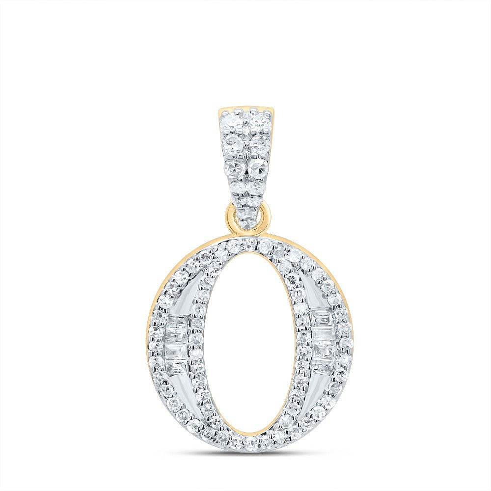 10k Yellow Gold 1.55g 0.25CTW Natural Diamond Initial "O" Baguette Pendant Charm - Elite Jewelers - Charms & Pendants