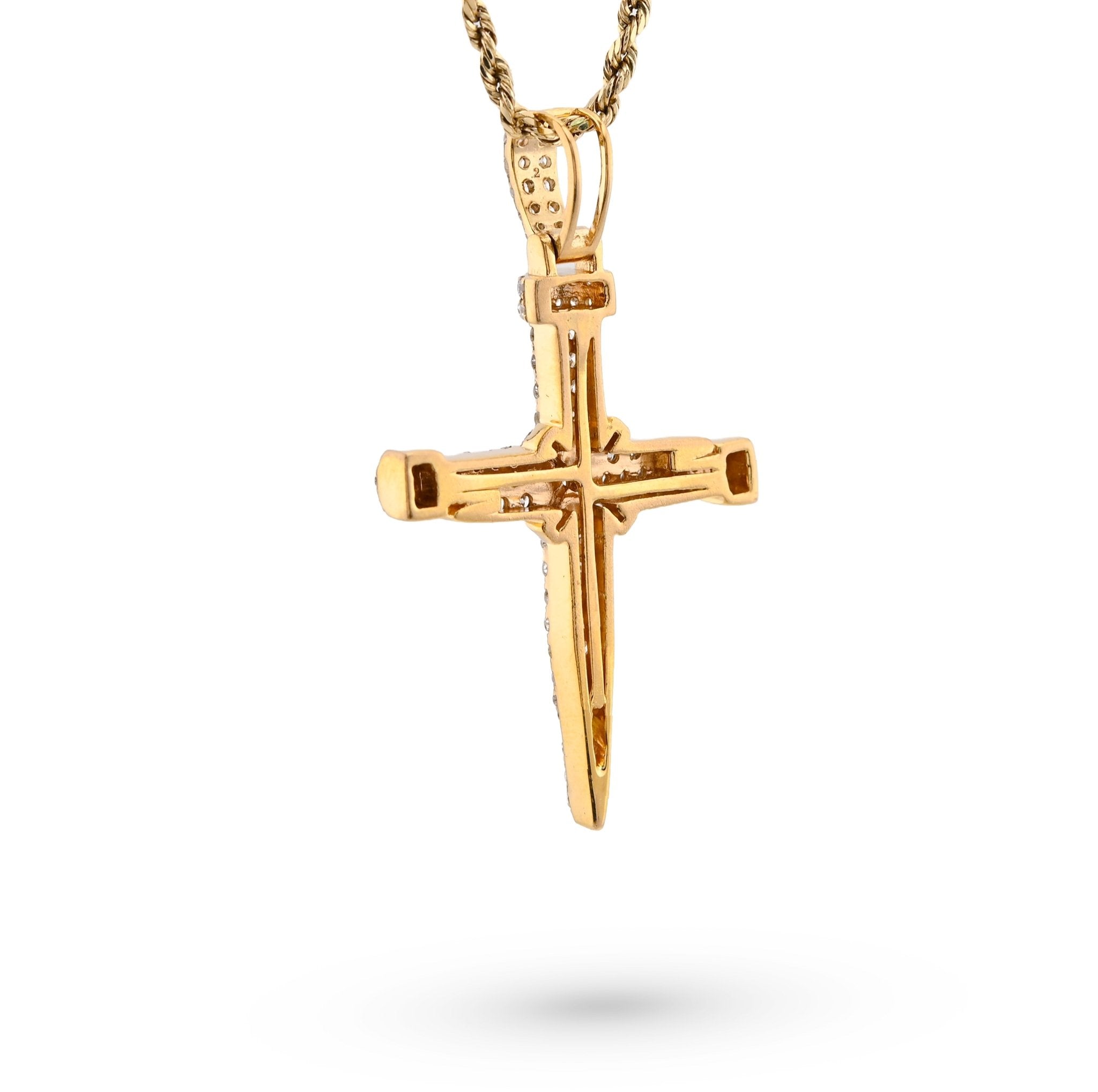 10K Yellow Gold 1.5CT Nail Cross Pendant Natural Diamond Men Women Charm 49.5MM - Elite Jewelers - Charms & Pendants