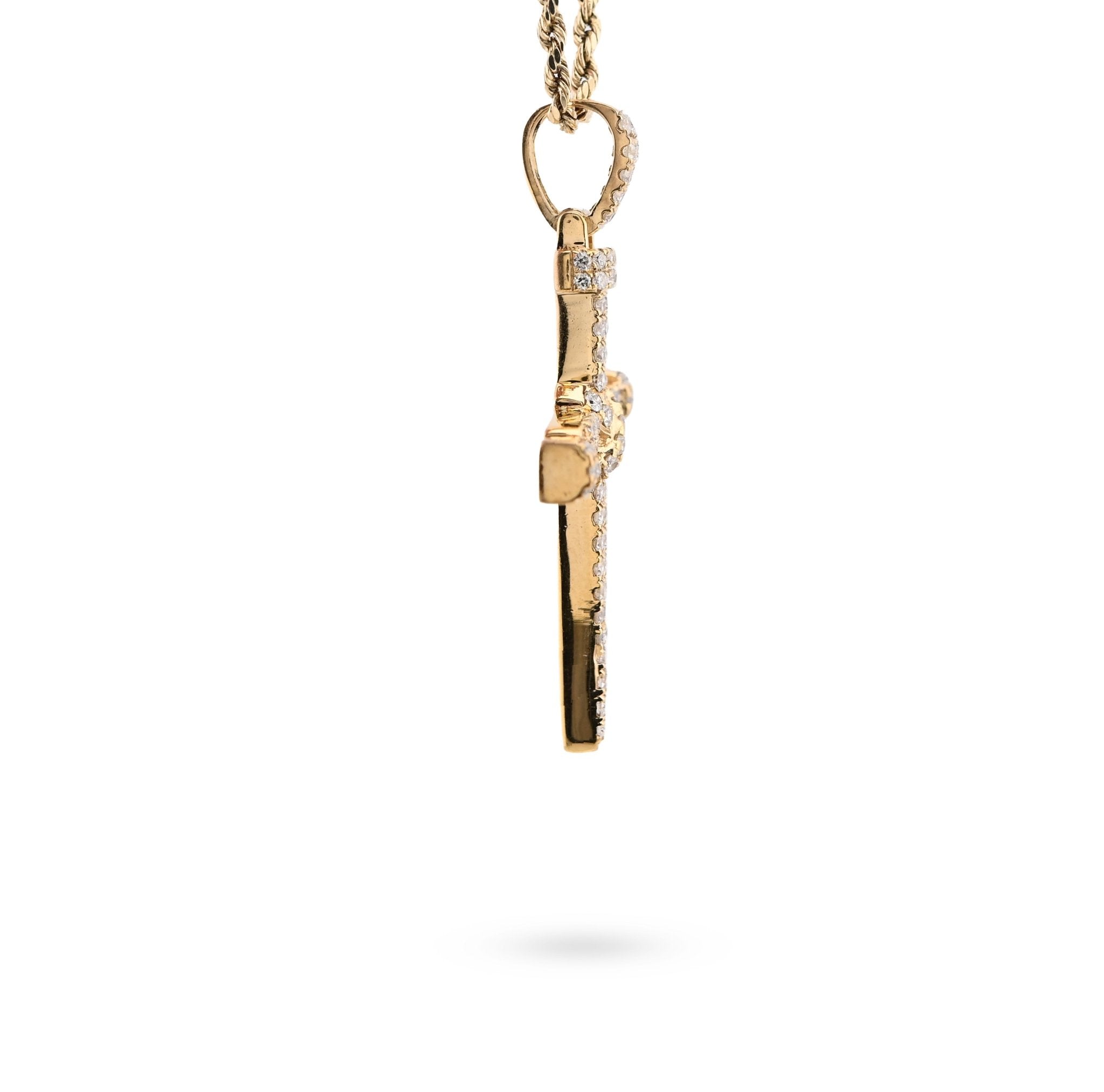 10K Yellow Gold 1.5CT Nail Cross Pendant Natural Diamond Men Women Charm 49.5MM - Elite Jewelers - Charms & Pendants