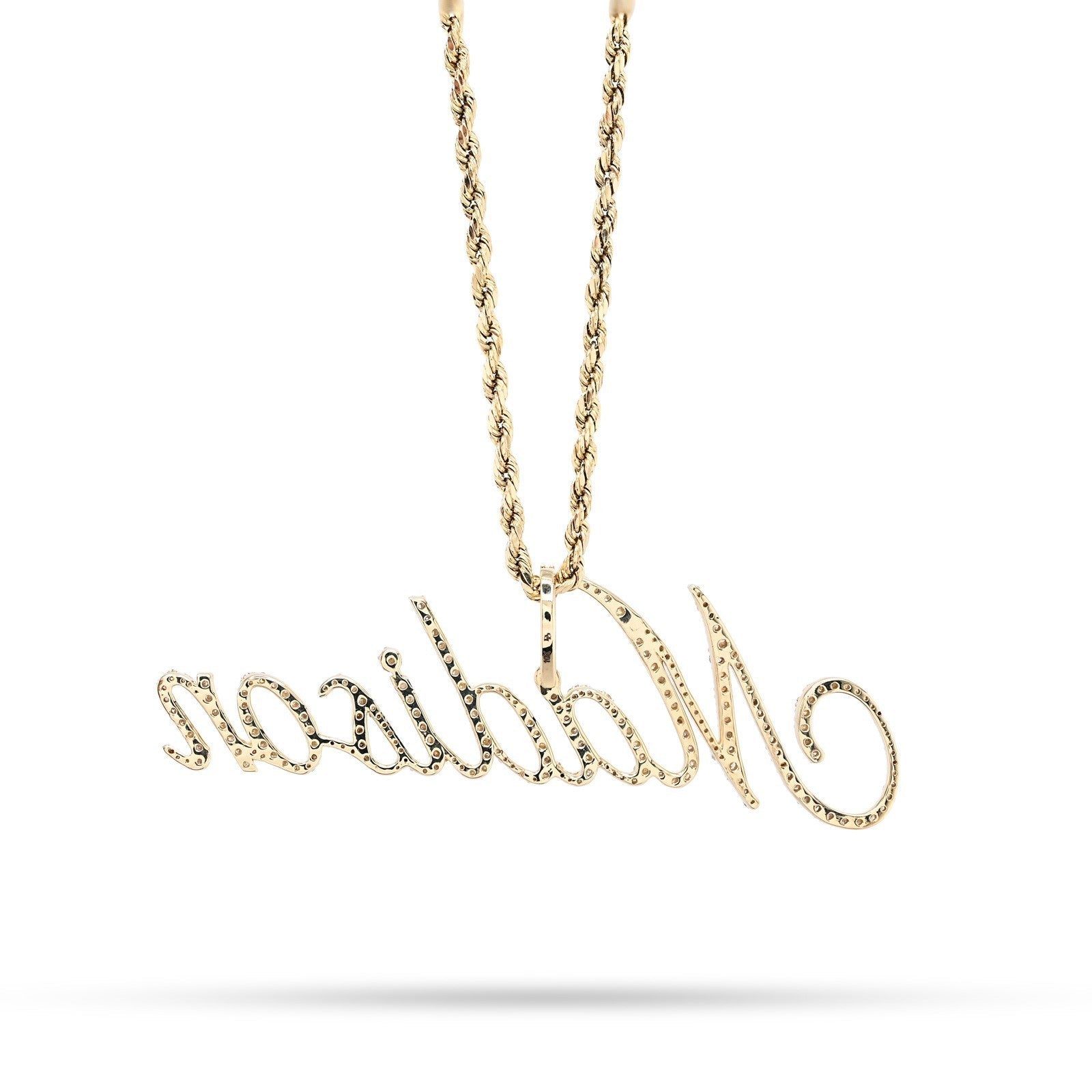 10k Yellow Gold 1.5CTW Natural Diamond Custom "Madison" Name Pendant 5g Charm - Elite Jewelers - Charms & Pendants