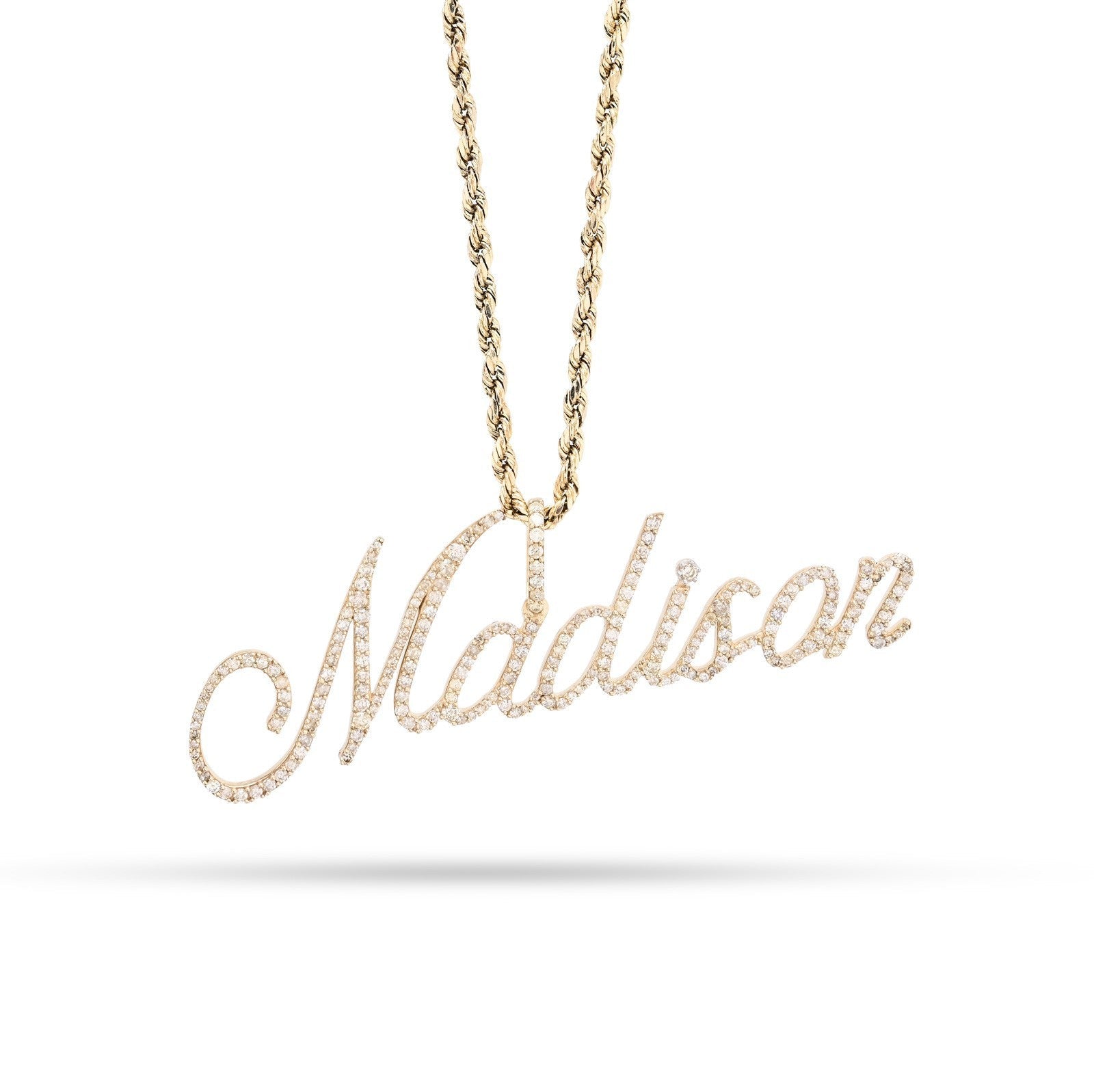 10k Yellow Gold 1.5CTW Natural Diamond Custom "Madison" Name Pendant 5g Charm - Elite Jewelers - Charms & Pendants