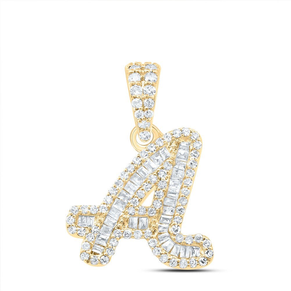 10k Yellow Gold 1.5gms 0.36CTW Natural Diamond Initial "A" Letter Pendant Charm - Elite Jewelers - Charms & Pendants