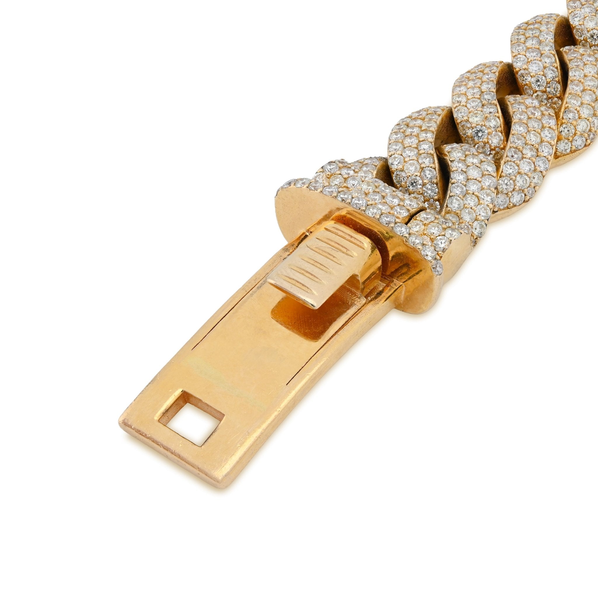 10K Yellow Gold 15MM 22CT Natural Diamond Round Cuban Link 131.2g Men Bracelet - Elite Jewelers - Bracelets