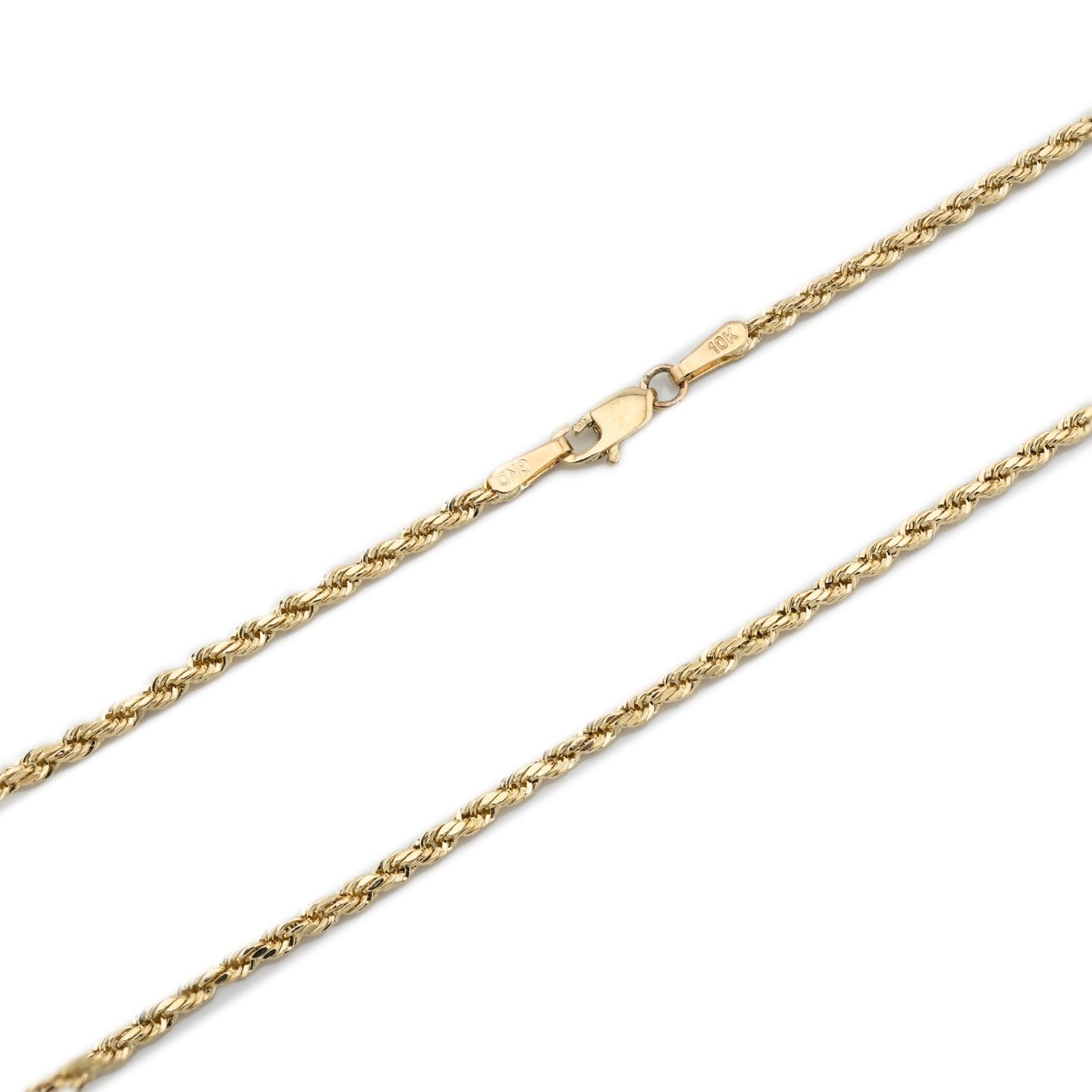 10k Yellow Gold 1.5MM Diamond Cut Rope Chain Necklace Mens Womens 20 Inches - Elite Jewelers - Necklaces & Chains