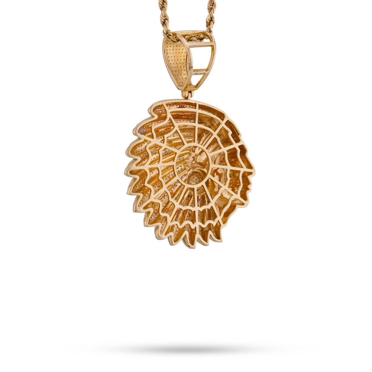 10K Yellow Gold 1.60CT American Indian Face Pendant Natural Diamond Charm - Elite Jewelers-Charms & Pendants