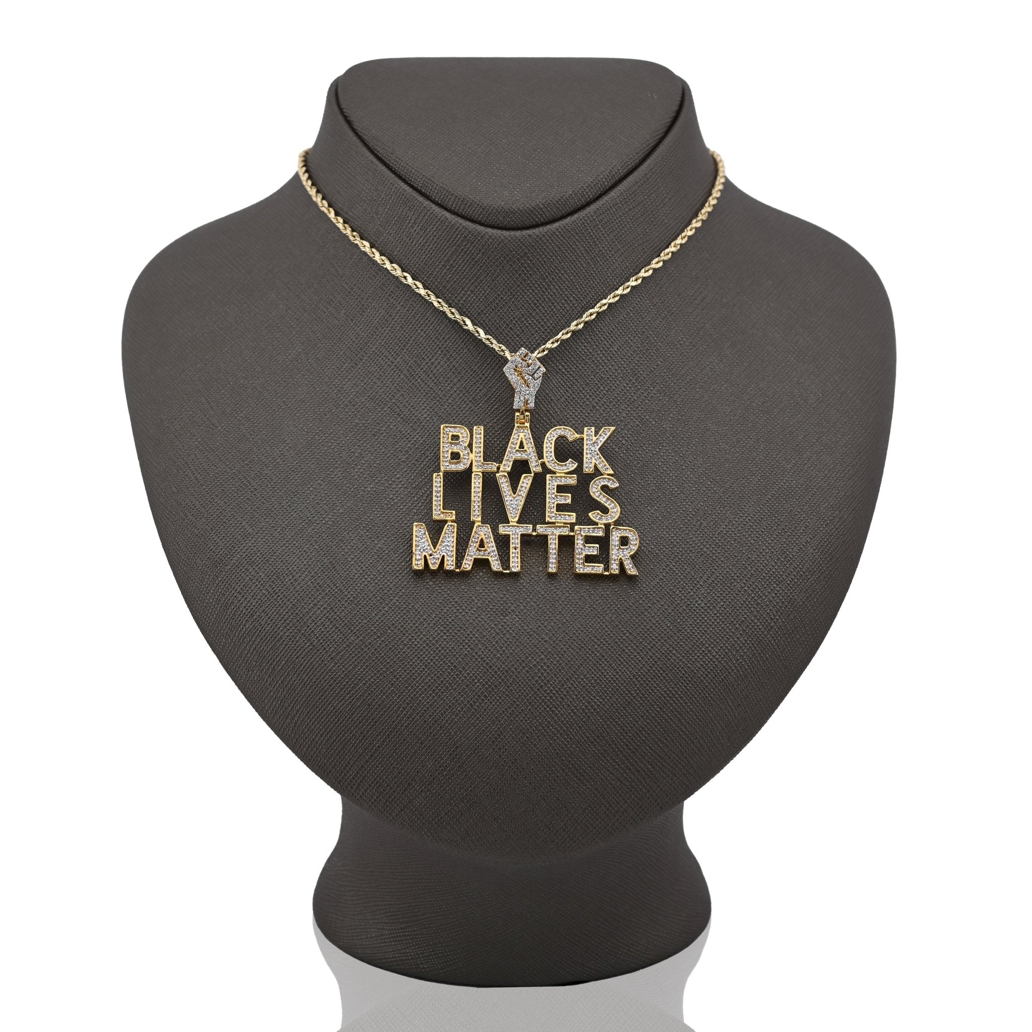 10K Yellow Gold 1.65CT Natural Diamond "BLACK LIVES MATTER" Men Pendant Women - Elite Jewelers - Charms & Pendants
