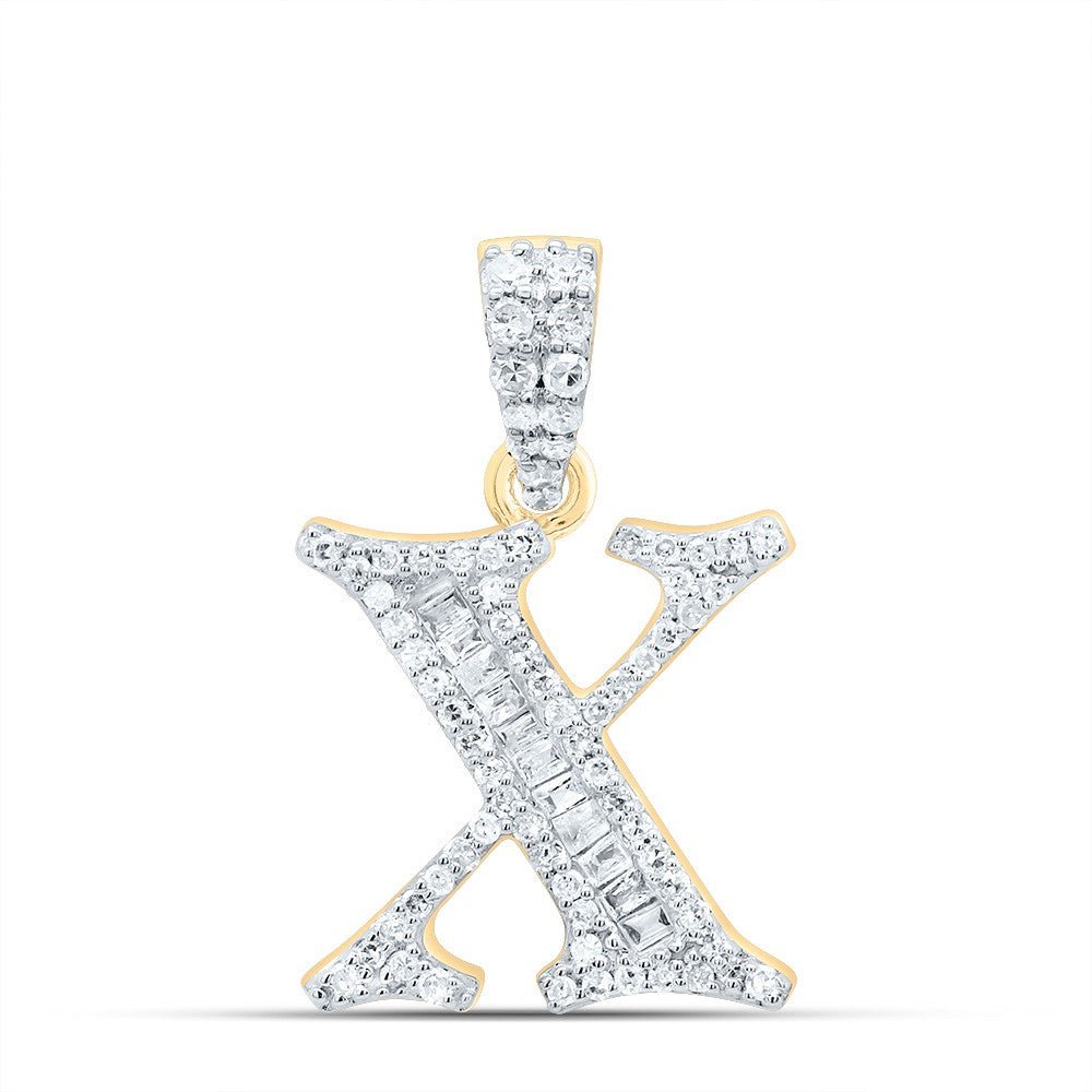 10k Yellow Gold 1.65g 0.26CTW Natural Diamond Initial "X" Baguette Pendant Charm - Elite Jewelers - Charms & Pendants