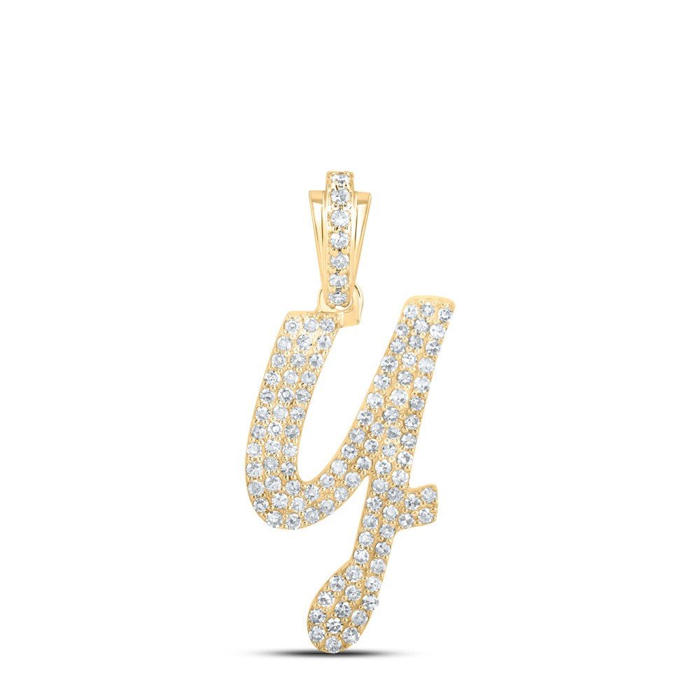 10k Yellow Gold 1.67g 0.48CTW Natural Diamond Initial "Y" Pendant Alphabet Charm - Elite Jewelers - Charms & Pendants