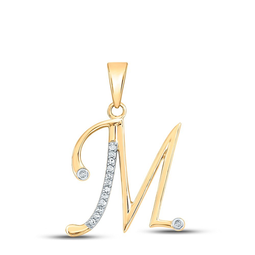 10k Yellow Gold 1.69gms 0.06CTW Natural Diamond Initial "M" Letter Pendant Charm - Elite Jewelers - Charms & Pendants