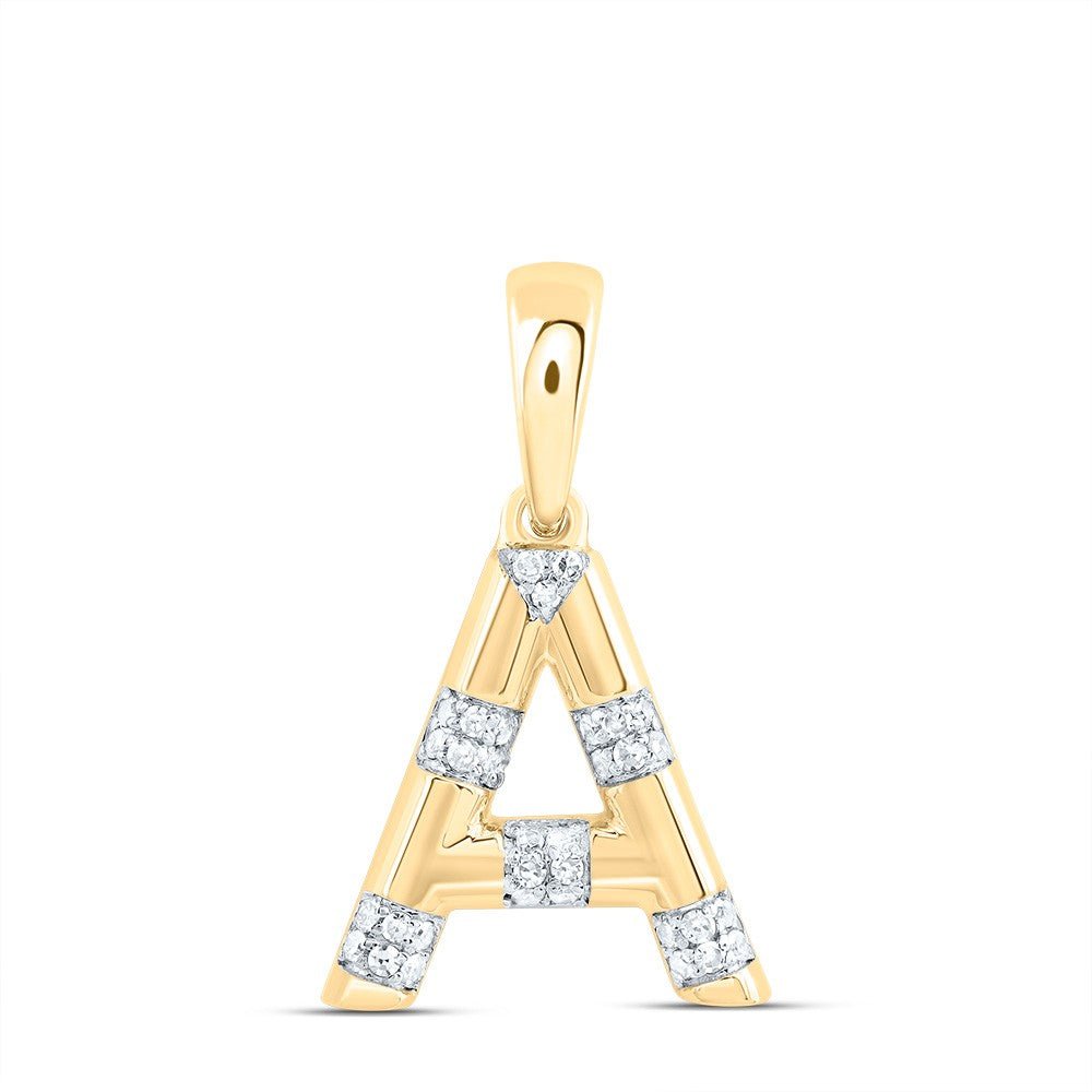 10k Yellow Gold 1.6gms 0.1CTW Natural Diamond Initial "A" Letter Pendant Charm - Elite Jewelers - Charms & Pendants